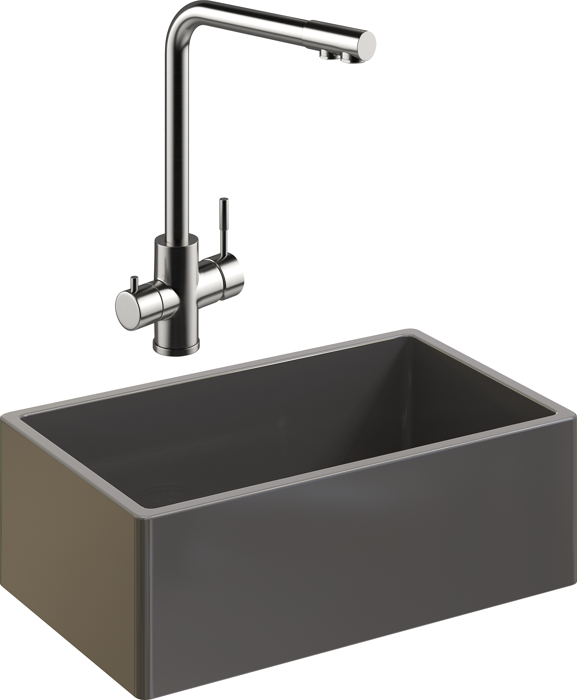 Комплект Мойка кухонная Domaci Сиена 50276-112 антрацит + Смеситель Ливорно WFD04018 брашированная сталь