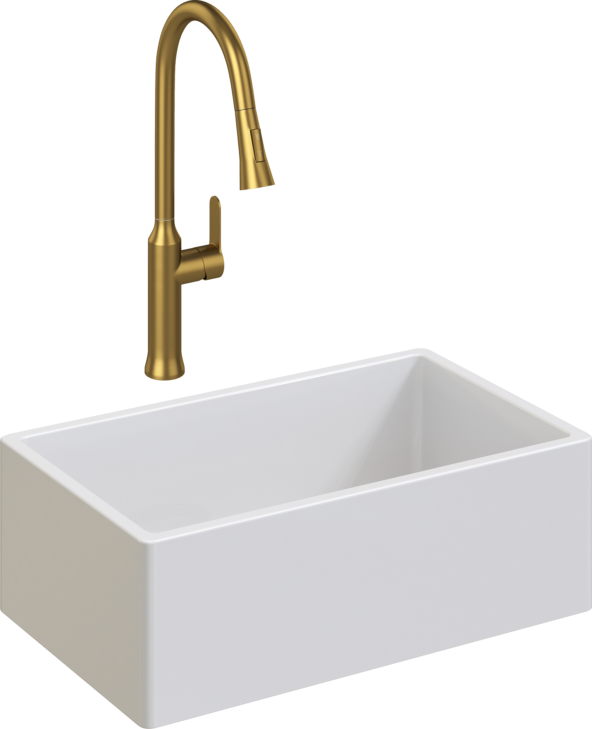 Комплект Мойка Domaci Сиена 50276-101 белый глянец + Смеситель Ливорно WFD04162 матовое золото