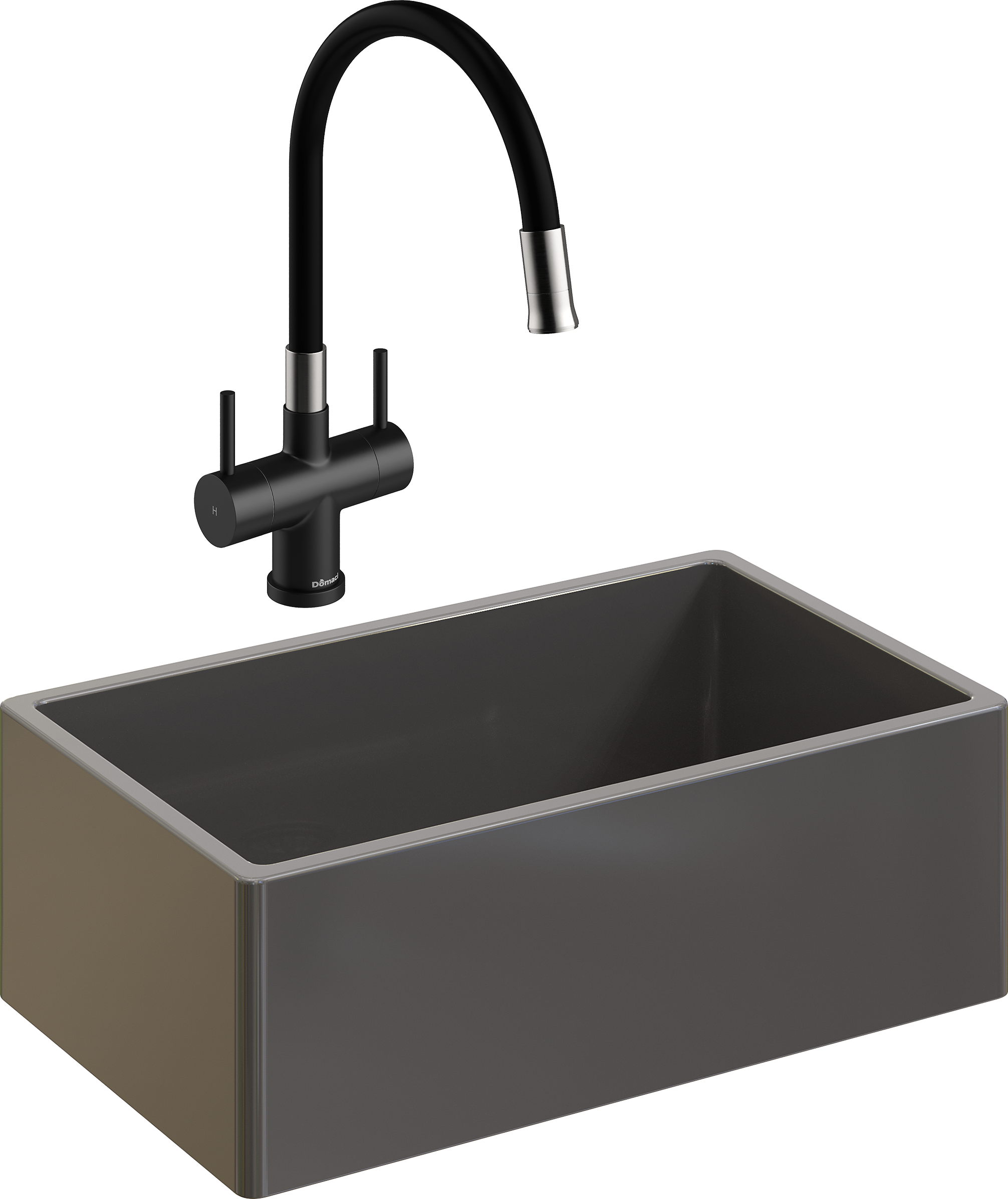 Комплект Мойка Domaci Сиена 50276-112 антрацит + Смеситель Ливорно WFD04023 черный
