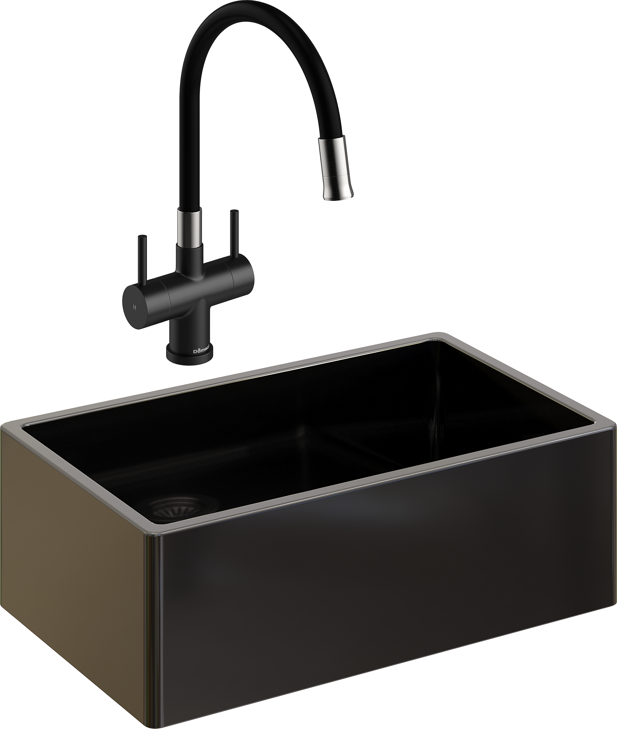 Комплект Мойка Domaci Сиена 50276-110 черная матовая + Смеситель Ливорно WFD04023 черный