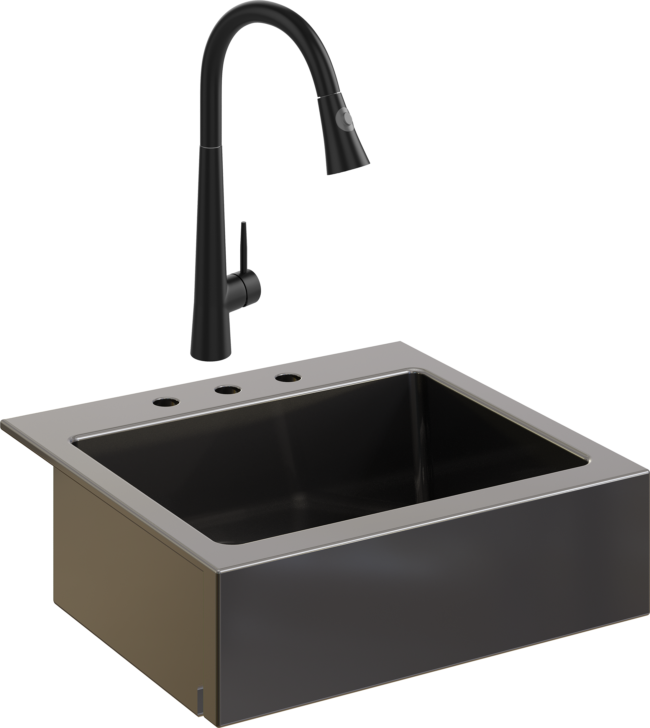 Комплект Мойка кухонная Domaci Сиена 50166-110 с 3 отверстиями, черная матовая + Смеситель Ливорно WFD04098 черный