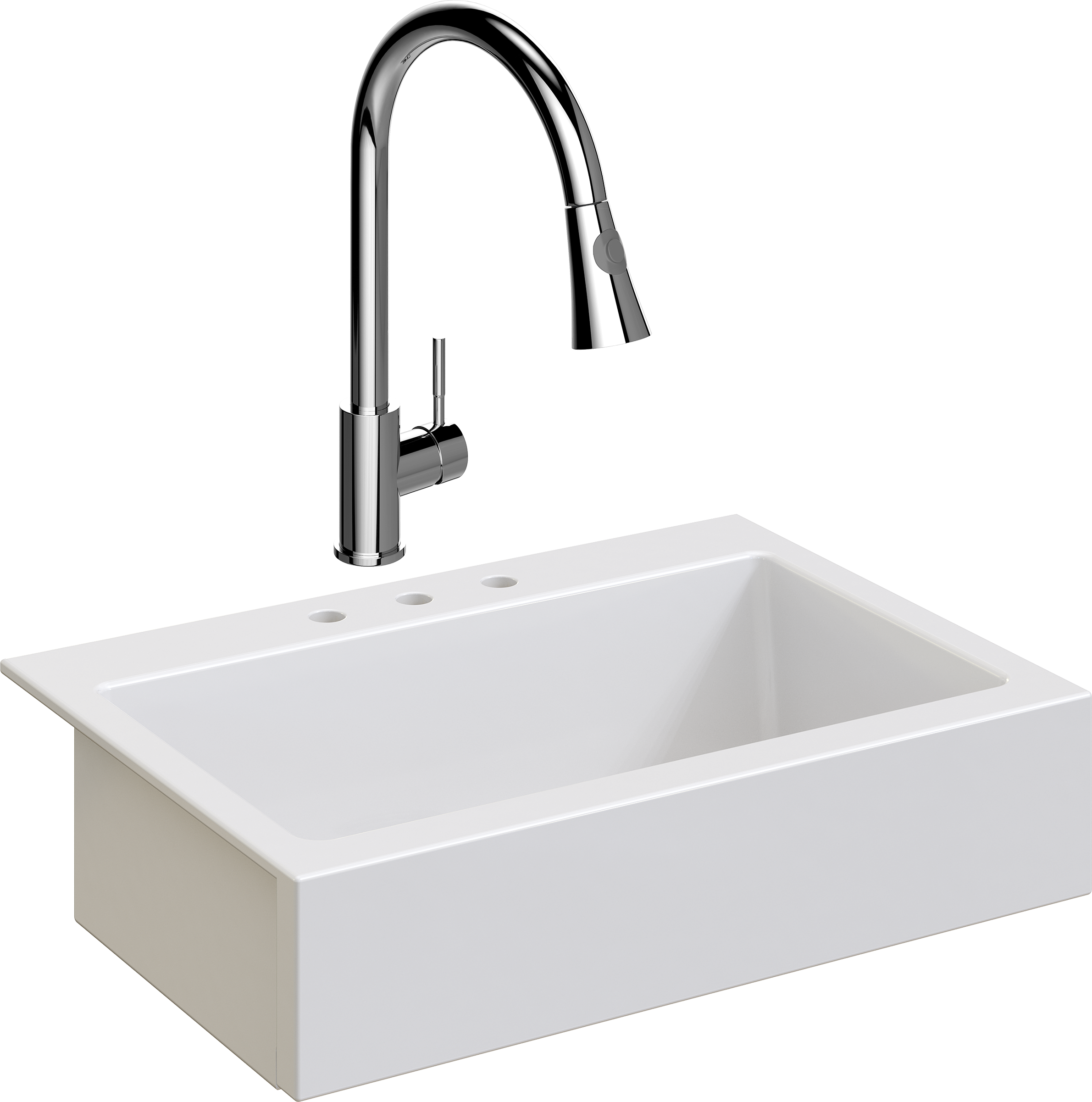 Комплект Мойка кухонная Domaci Сиена 50186-101 с 3 отверстиями, белый глянец + Смеситель Ливорно WFD04093