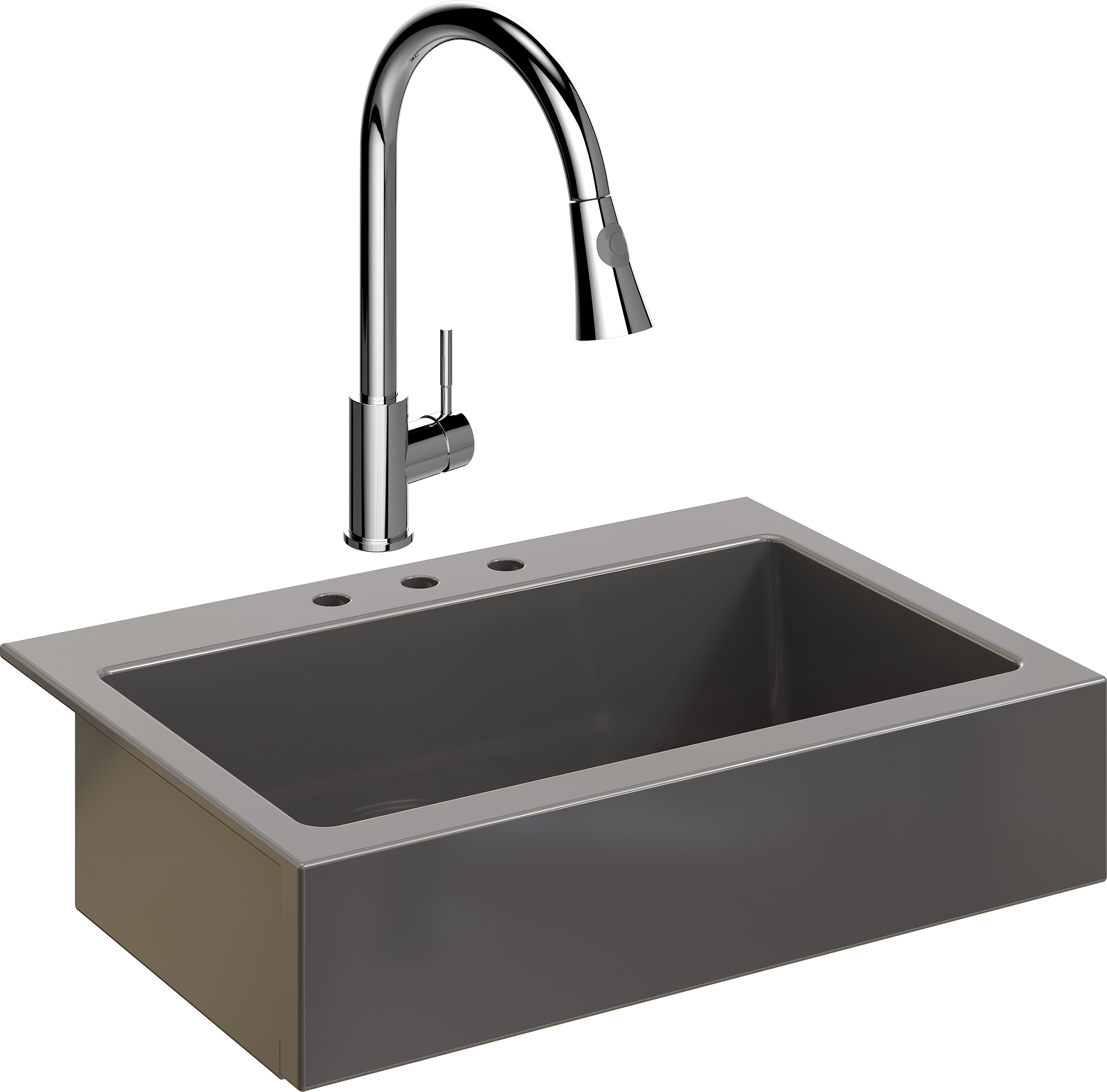 Комплект Мойка Domaci Сиена 50186-112 с 3 отверстиями, антрацит + Смеситель Ливорно WFD04093