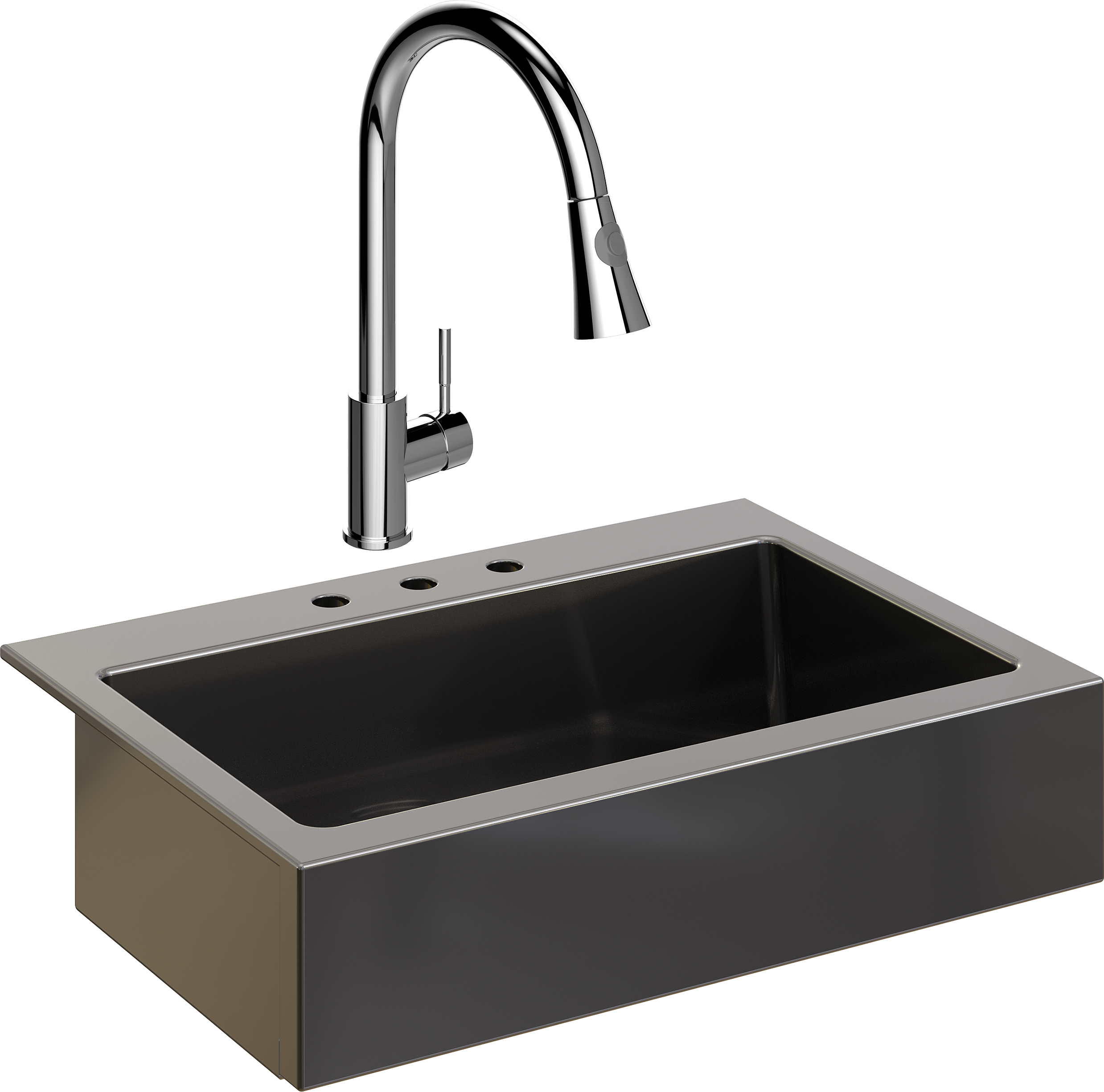 Комплект Мойка кухонная Domaci Сиена 50186-110 с 3 отверстиями, черная матовая + Смеситель Ливорно WFD04093