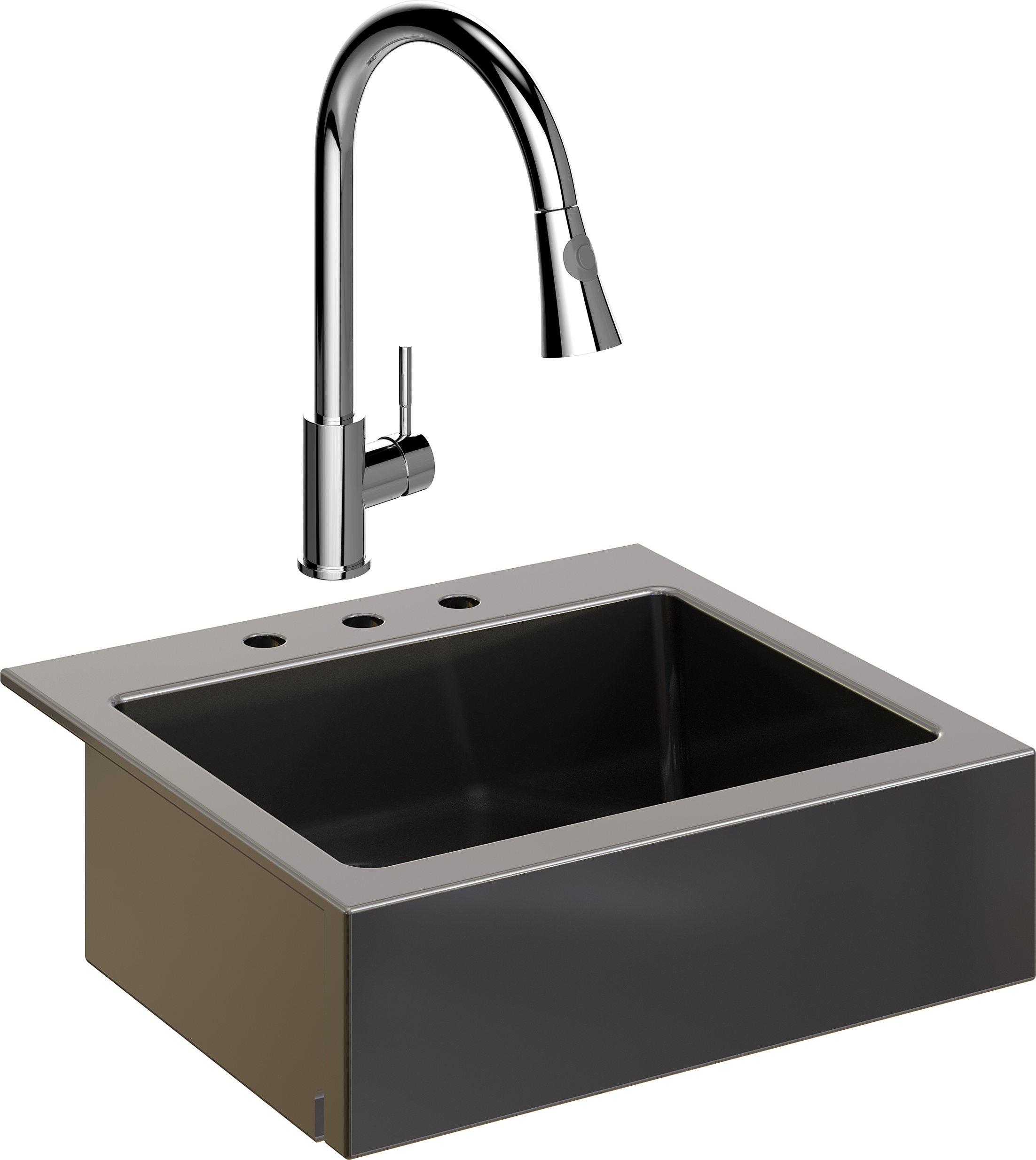Комплект Мойка кухонная Domaci Сиена 50166-110 с 3 отверстиями, черная матовая + Смеситель Ливорно WFD04093