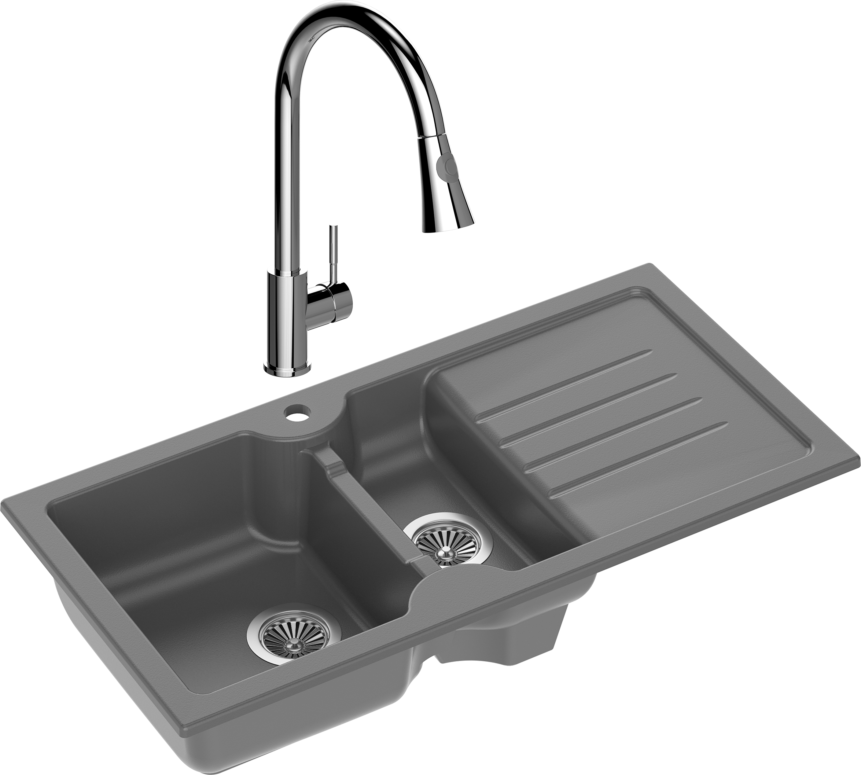 Комплект Мойка Domaci Сиена 54100-112 антрацит + Смеситель Ливорно WFD04093