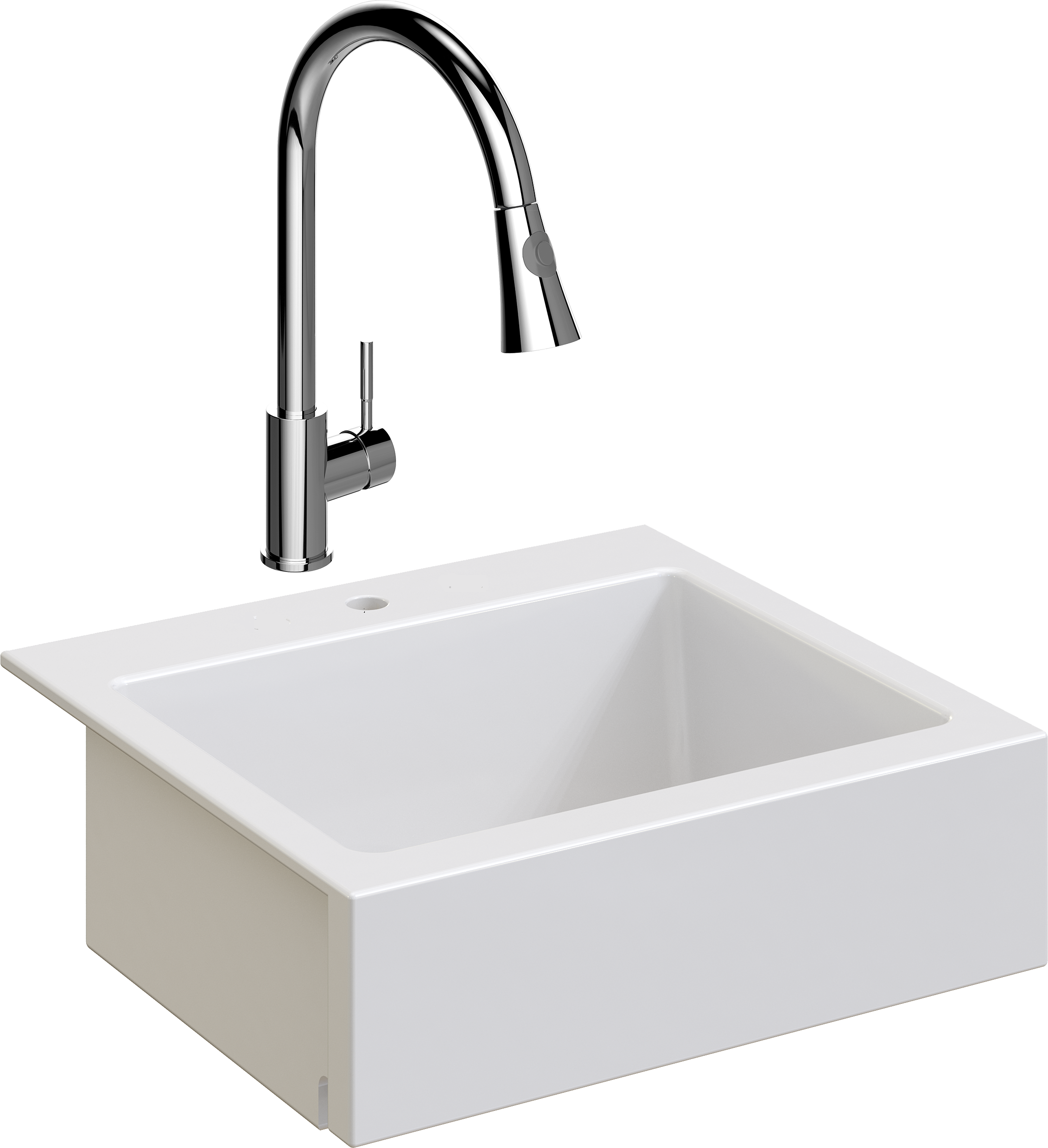 Комплект Мойка Domaci Сиена 50166-101 с 1 отверстием, белый глянец + Смеситель Ливорно WFD04093