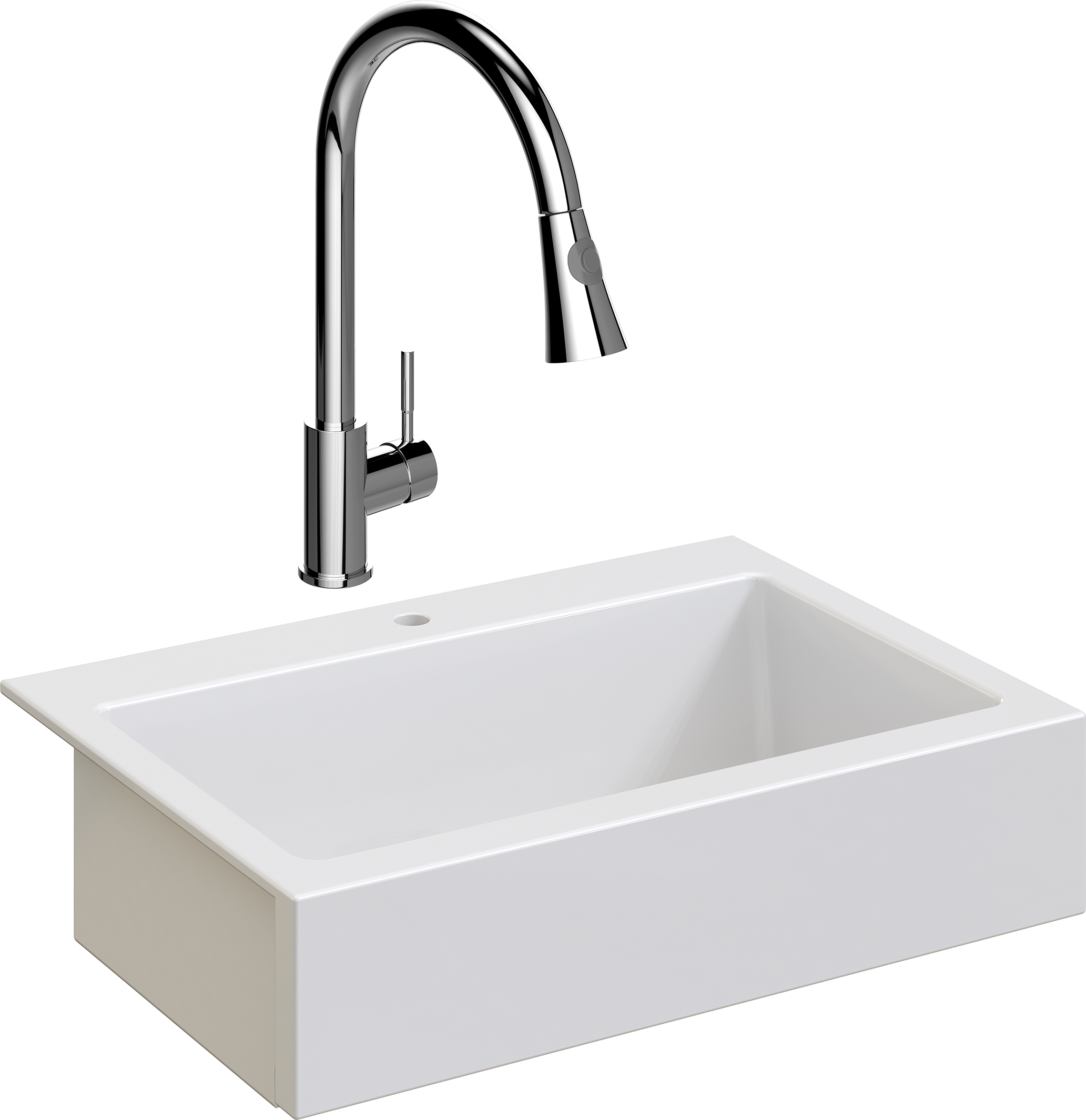 Комплект Мойка кухонная Domaci Сиена 50186-101 с 1 отверстием, белый глянец + Смеситель Ливорно WFD04093