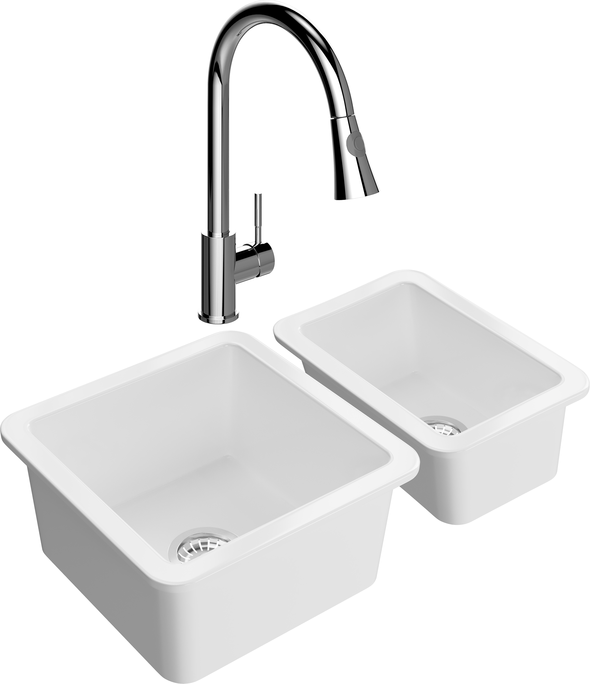 Комплект Мойка Domaci Сиена 50345-101 белый глянец + Мойка 50325-101 белый глянец + Смеситель Ливорно WFD04093