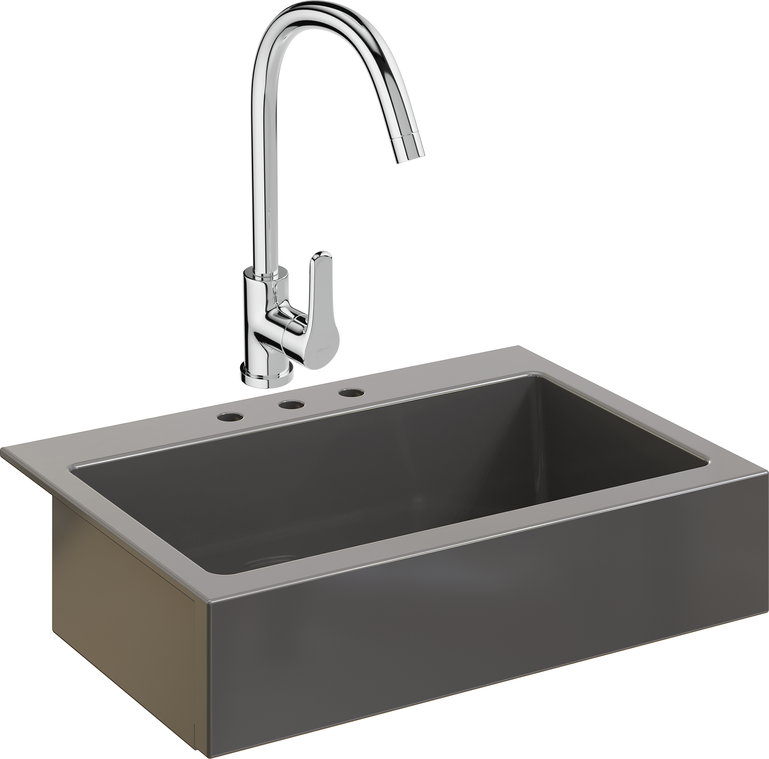 Комплект Мойка Domaci Сиена 50186-112 с 3 отверстиями, антрацит + Смеситель Ливорно 33110-205/1CG-IG11