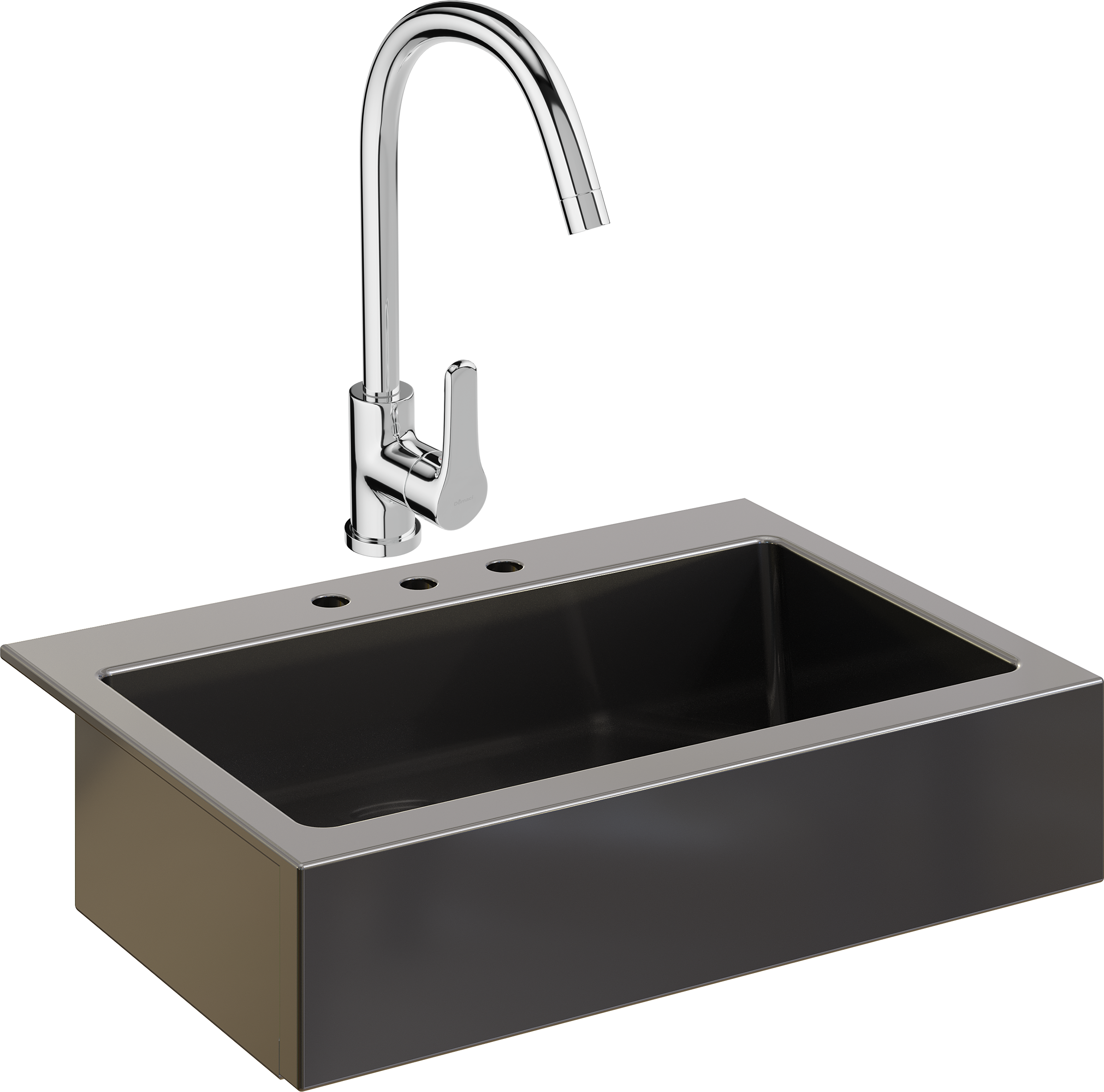 Комплект Мойка Domaci Сиена 50186-110 с 3 отверстиями, черная матовая + Смеситель Ливорно