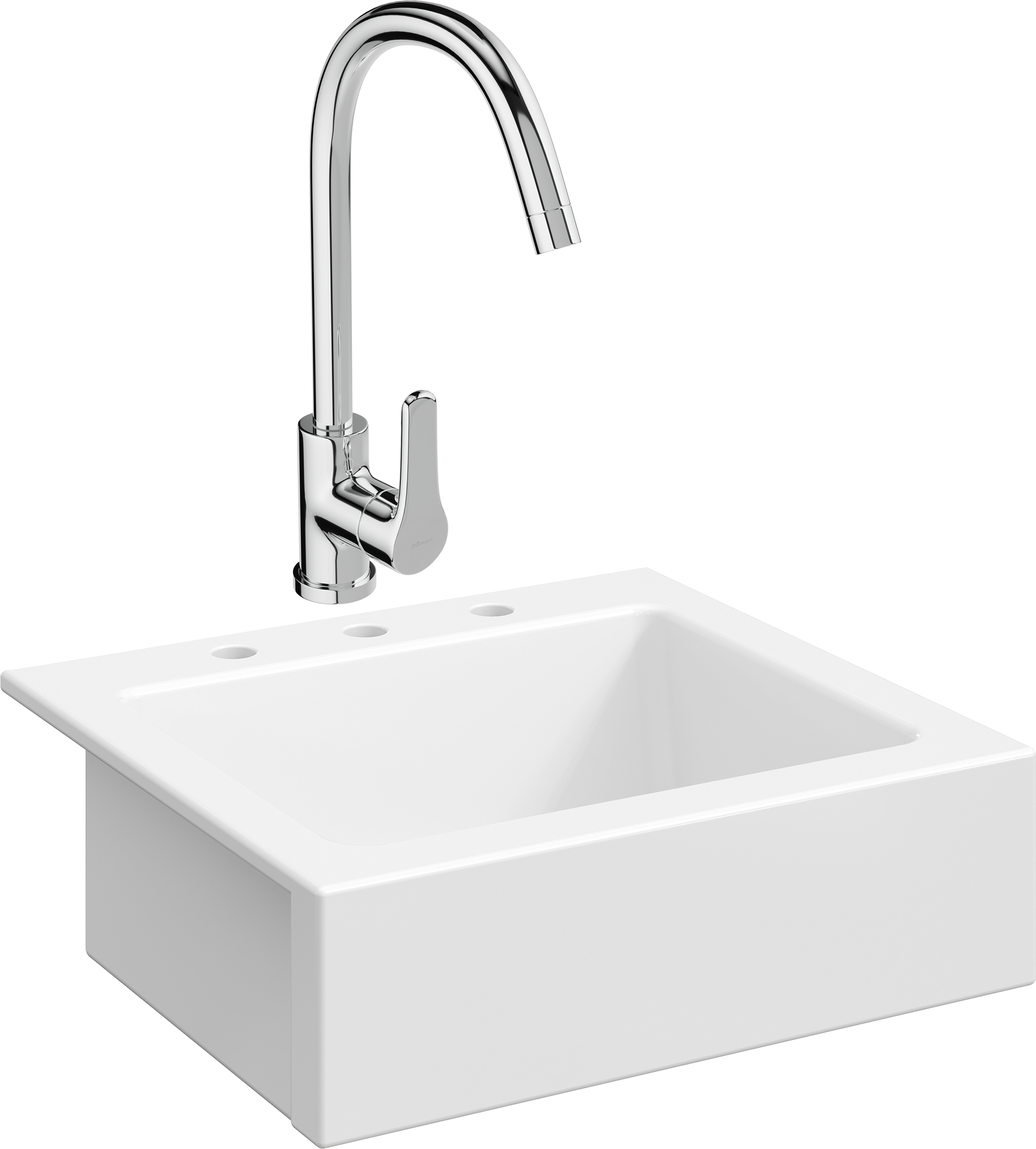 Комплект Мойка Domaci Сиена 50166-101 с 3 отверстиями, белый глянец + Смеситель Ливорно 33110-205/1CG-IG11