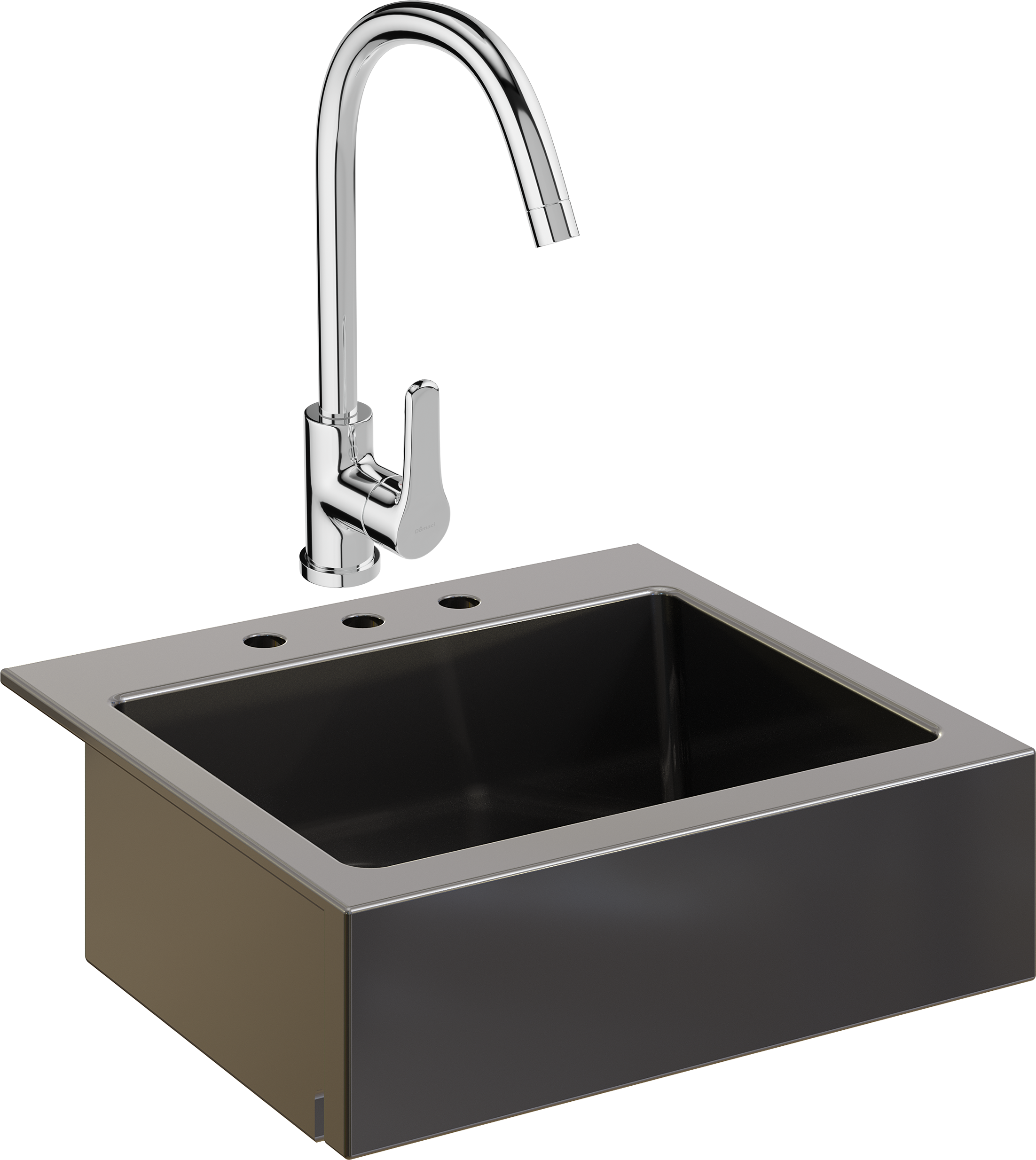 Комплект Мойка Domaci Сиена 50166-110 с 3 отверстиями, черная матовая + Смеситель Ливорно