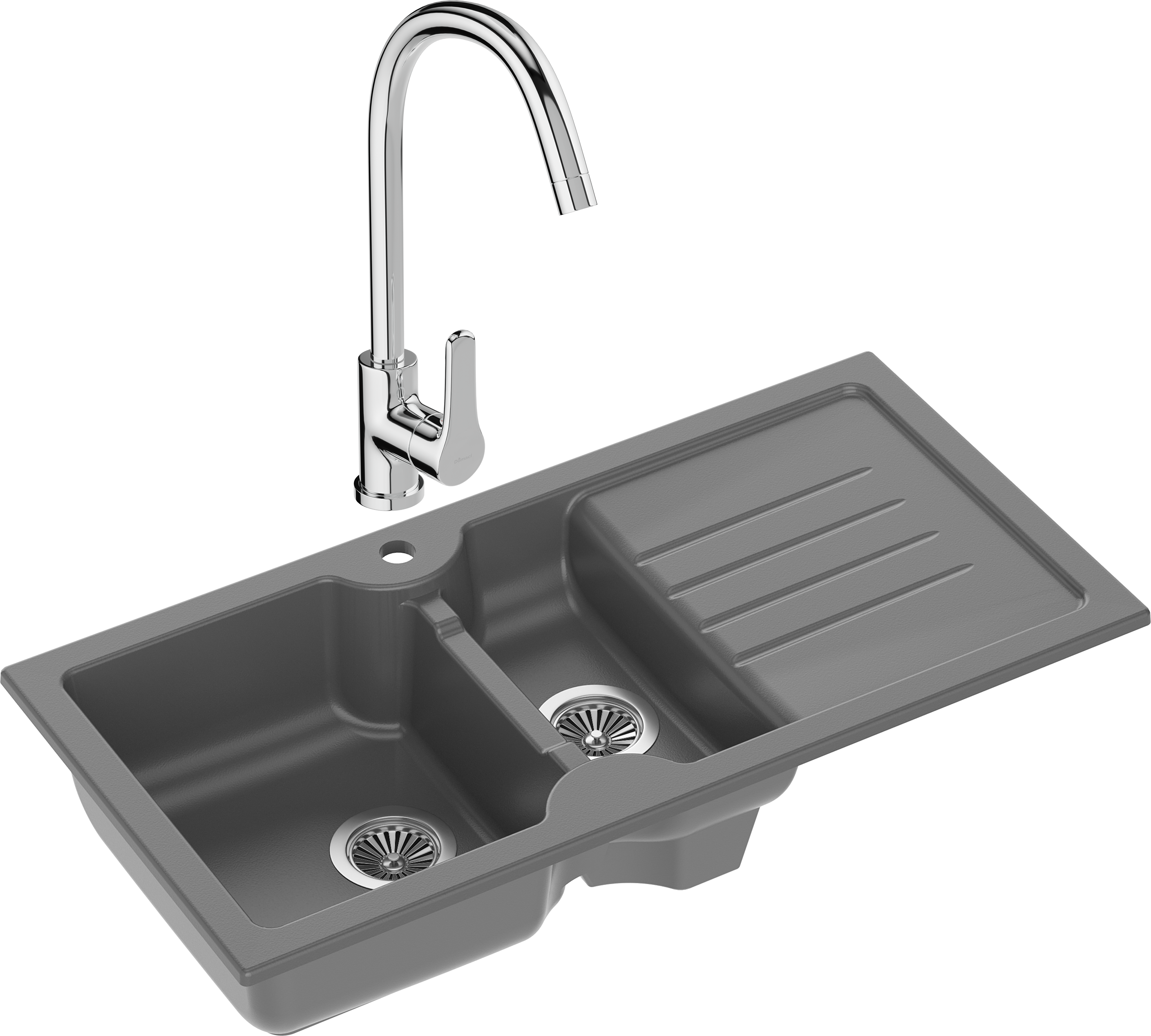 Комплект Мойка Domaci Сиена 54100-112 антрацит + Смеситель Ливорно 33110-205/1CG-IG11