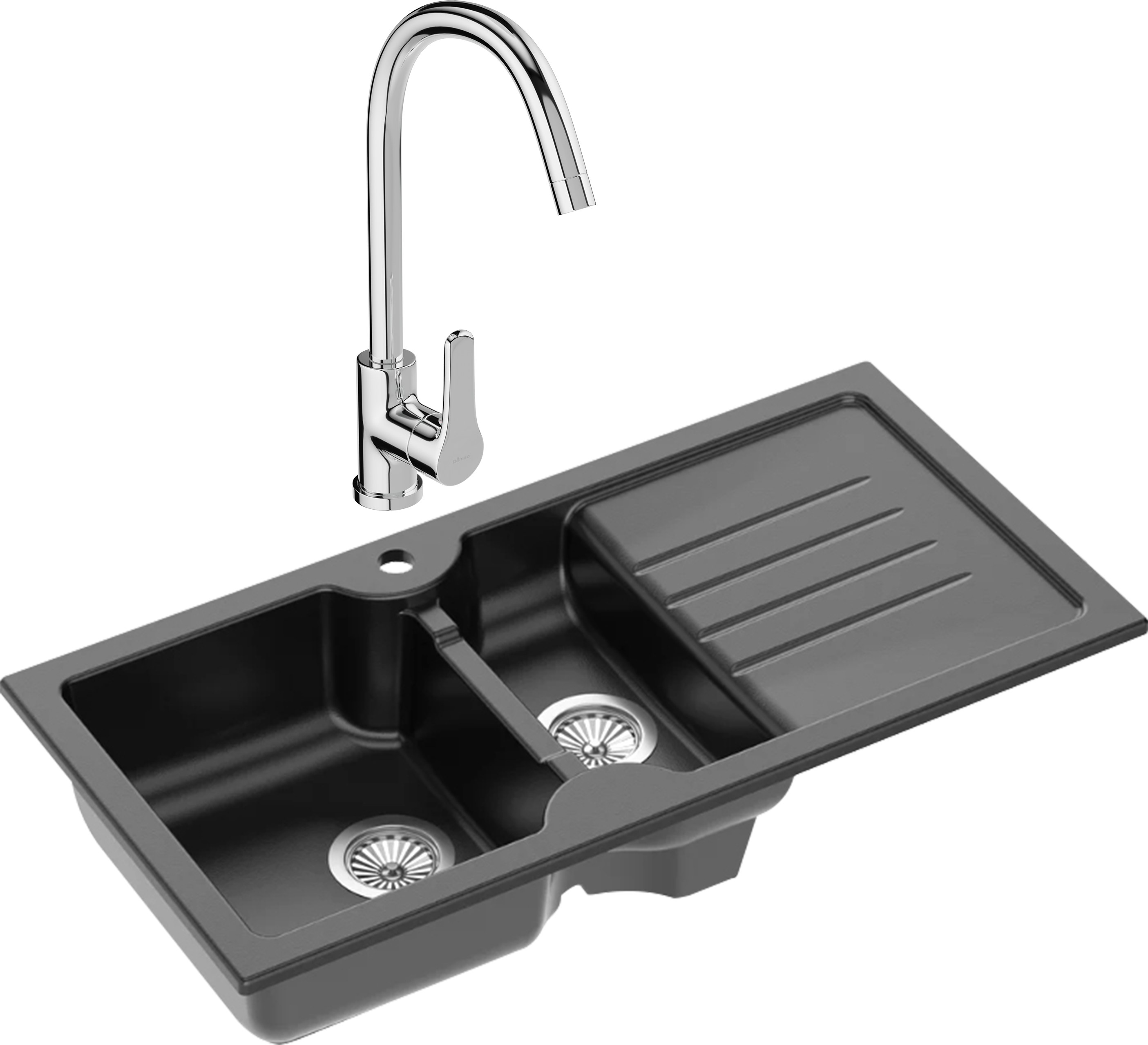 Комплект Мойка Domaci Сиена 54100-110 черная матовая + Смеситель Ливорно 33110-205/1CG-IG11