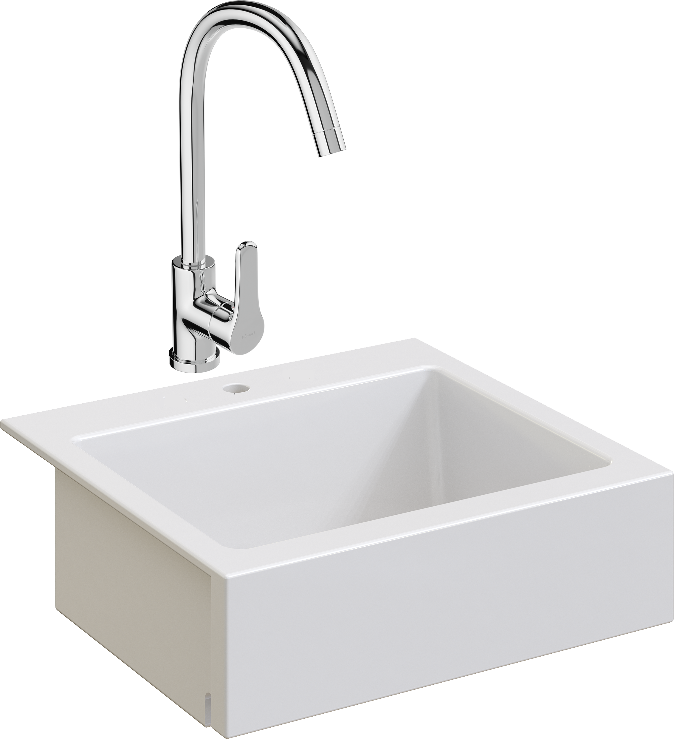 Комплект Мойка Domaci Сиена 50166-101 с 1 отверстием, белый глянец + Смеситель Ливорно 33110-205/1CG-IG11