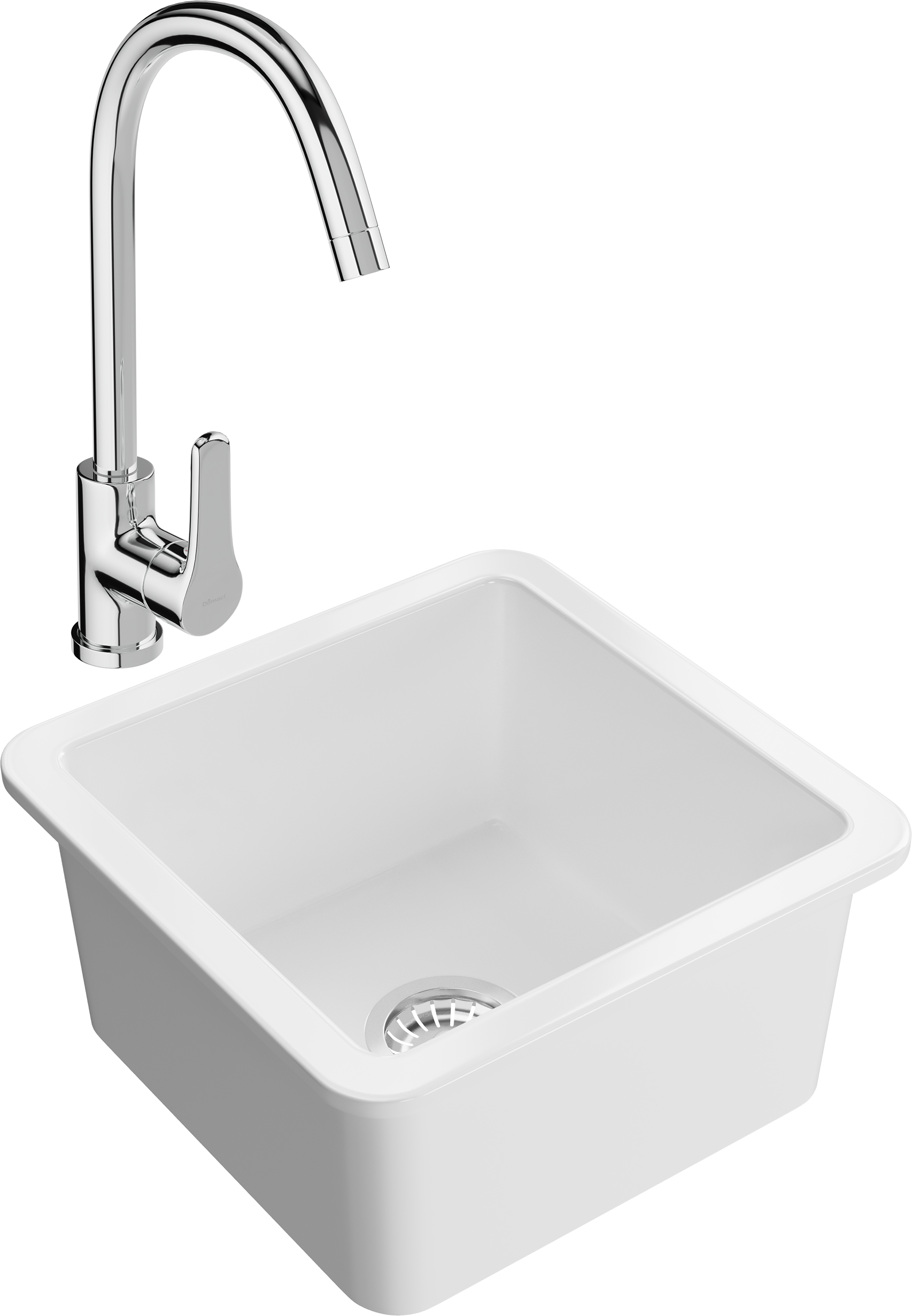 Комплект Мойка Domaci Сиена 50345-101 белый глянец + Смеситель Ливорно 33110-205/1CG-IG11