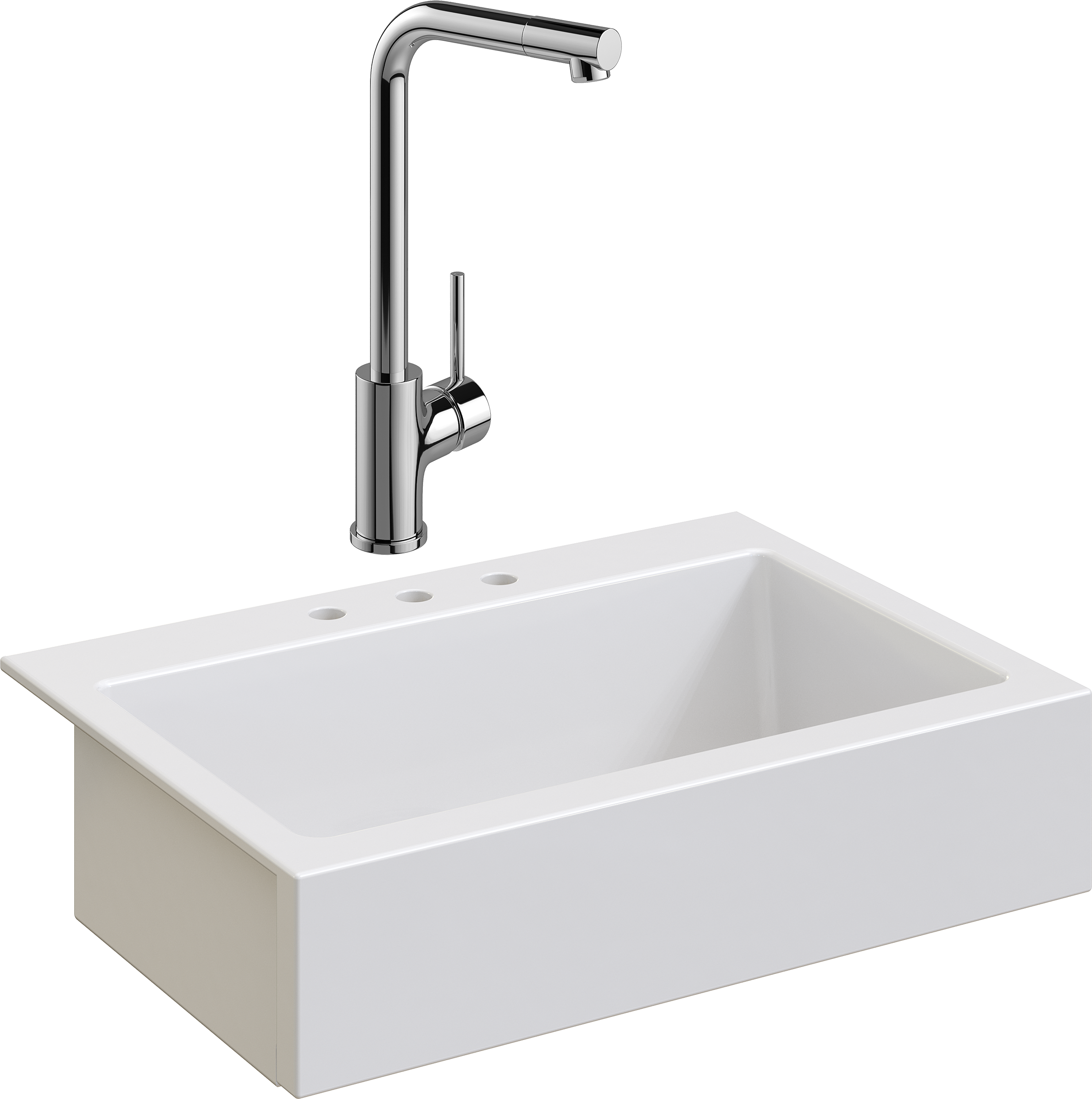 Комплект Мойка Domaci Сиена 50186-101 с 3 отверстиями, белый глянец + Смеситель Ливорно WFD05002K