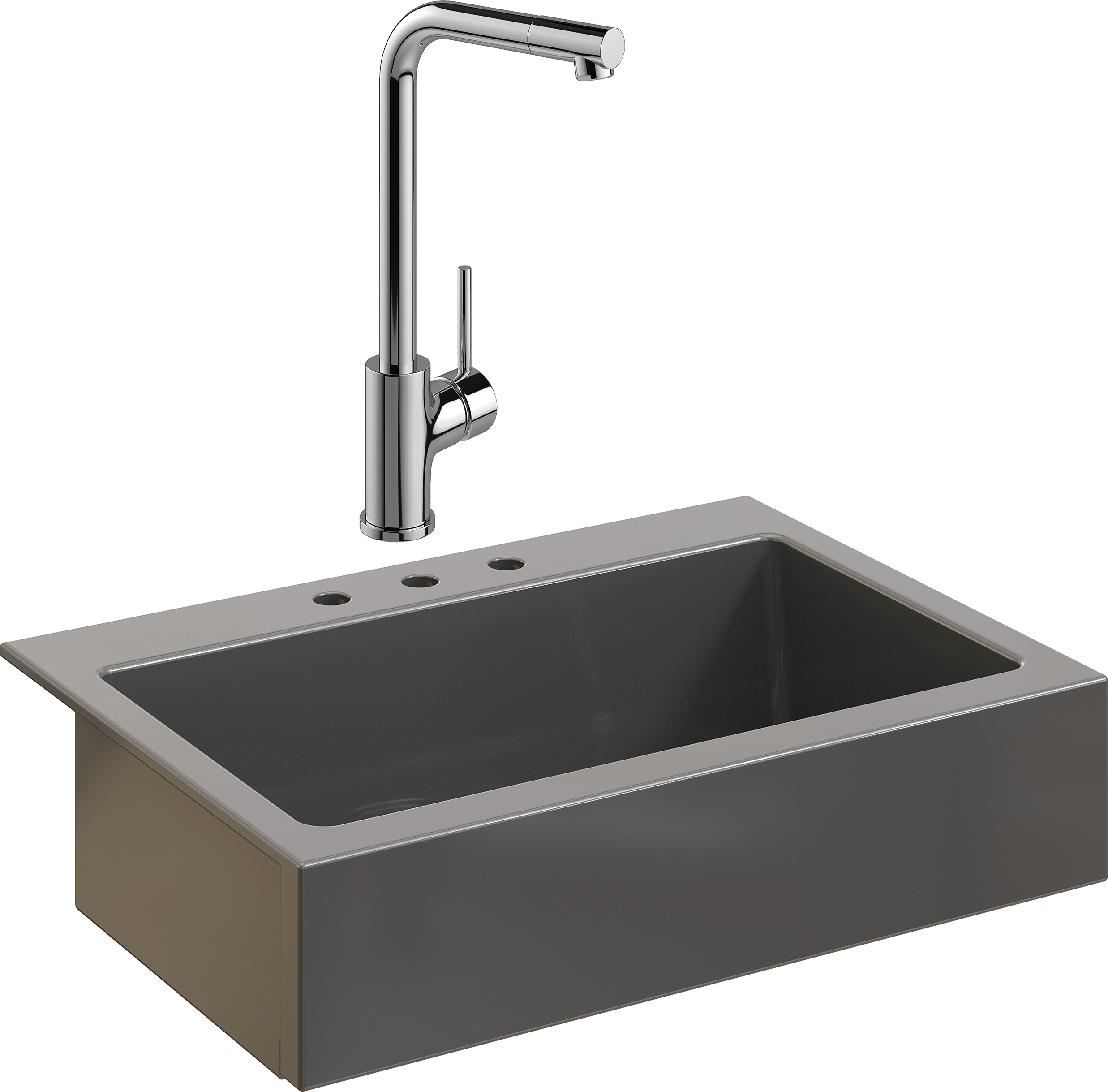 Комплект Мойка Domaci Сиена 50186-112 с 3 отверстиями, антрацит + Смеситель Ливорно WFD05002K