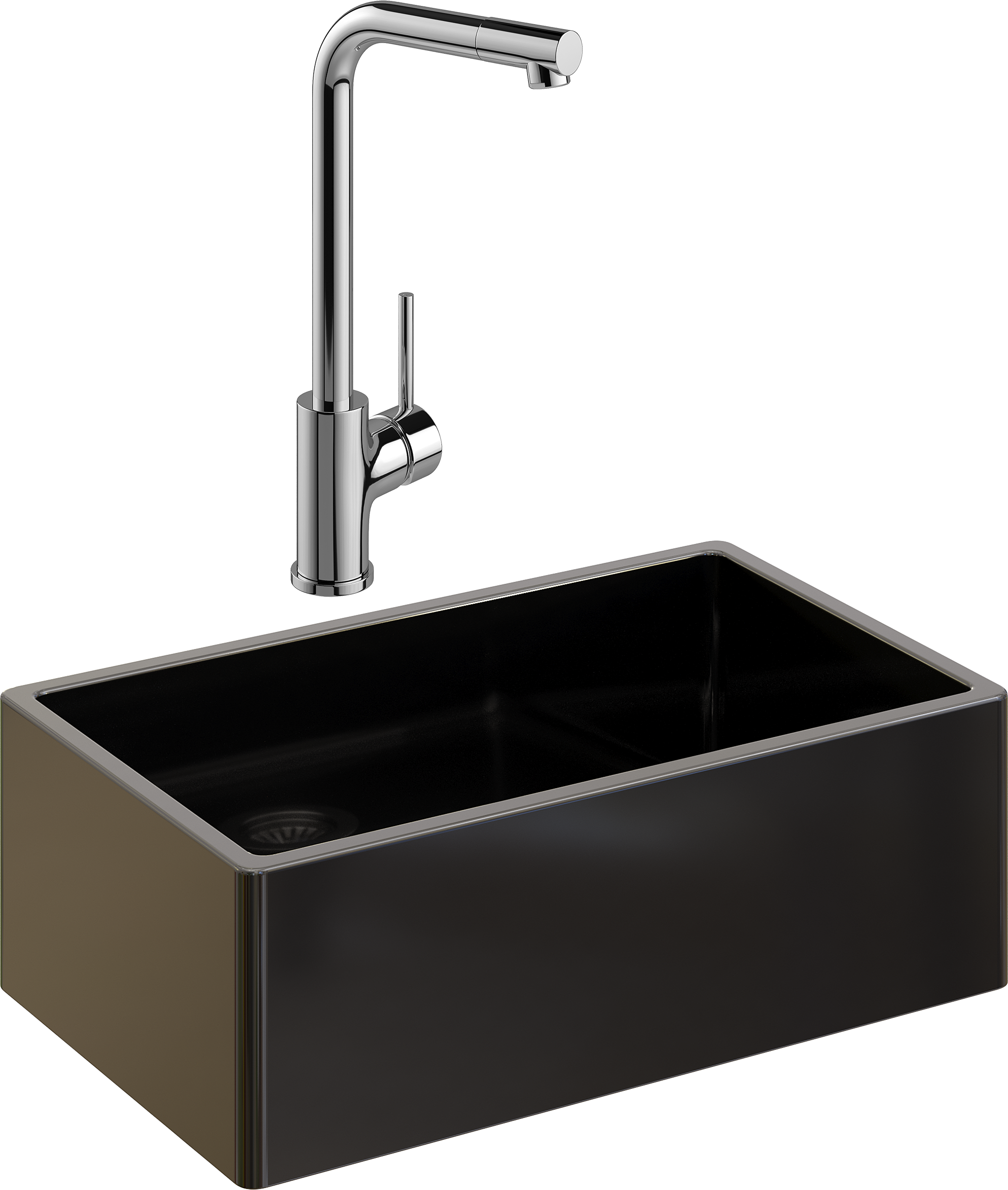 Комплект Мойка Domaci Сиена 50276-110 черная матовая + Смеситель Ливорно WFD05002K