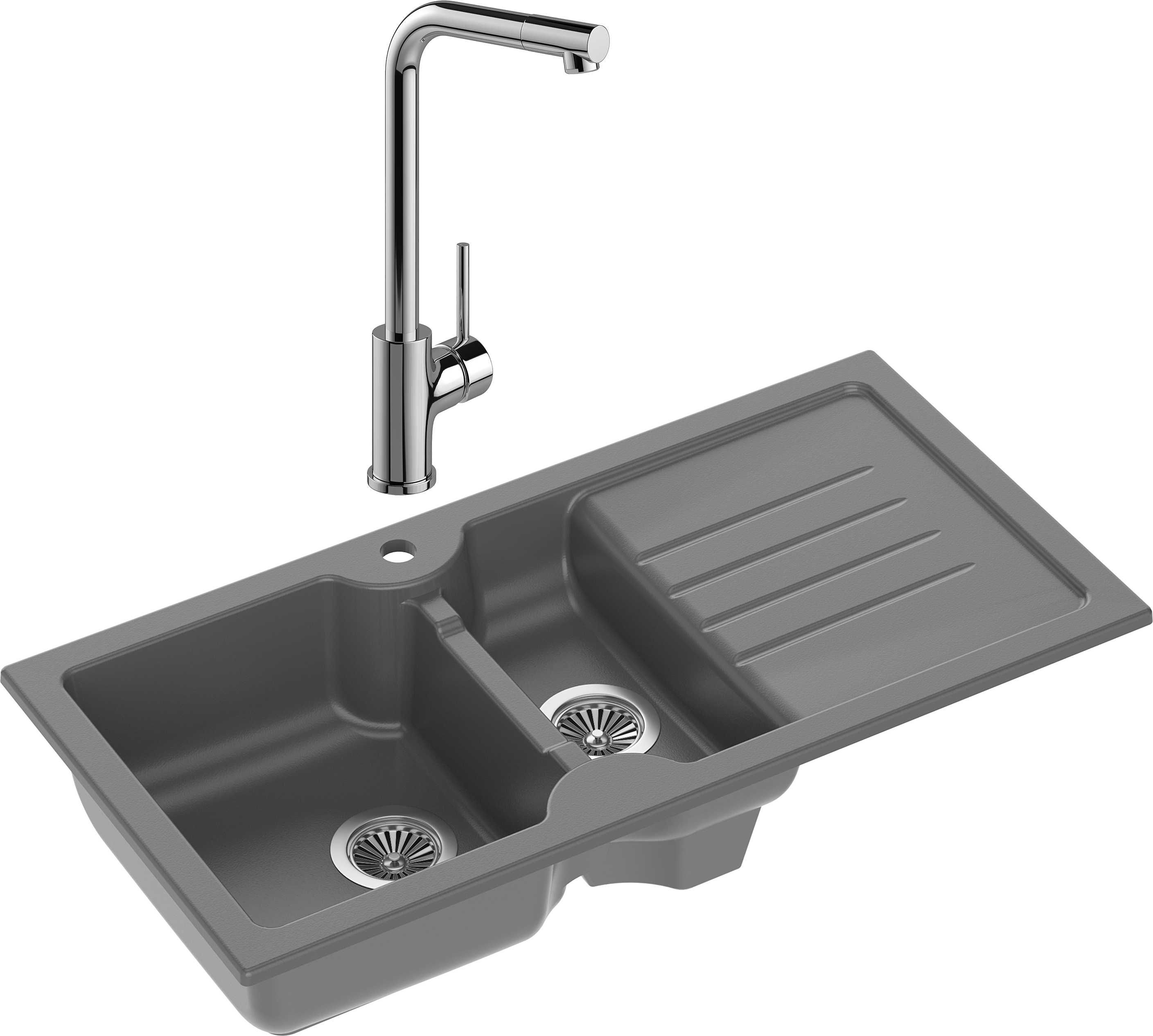Комплект Мойка Domaci Сиена 54100-112 антрацит + Смеситель Ливорно WFD05002K