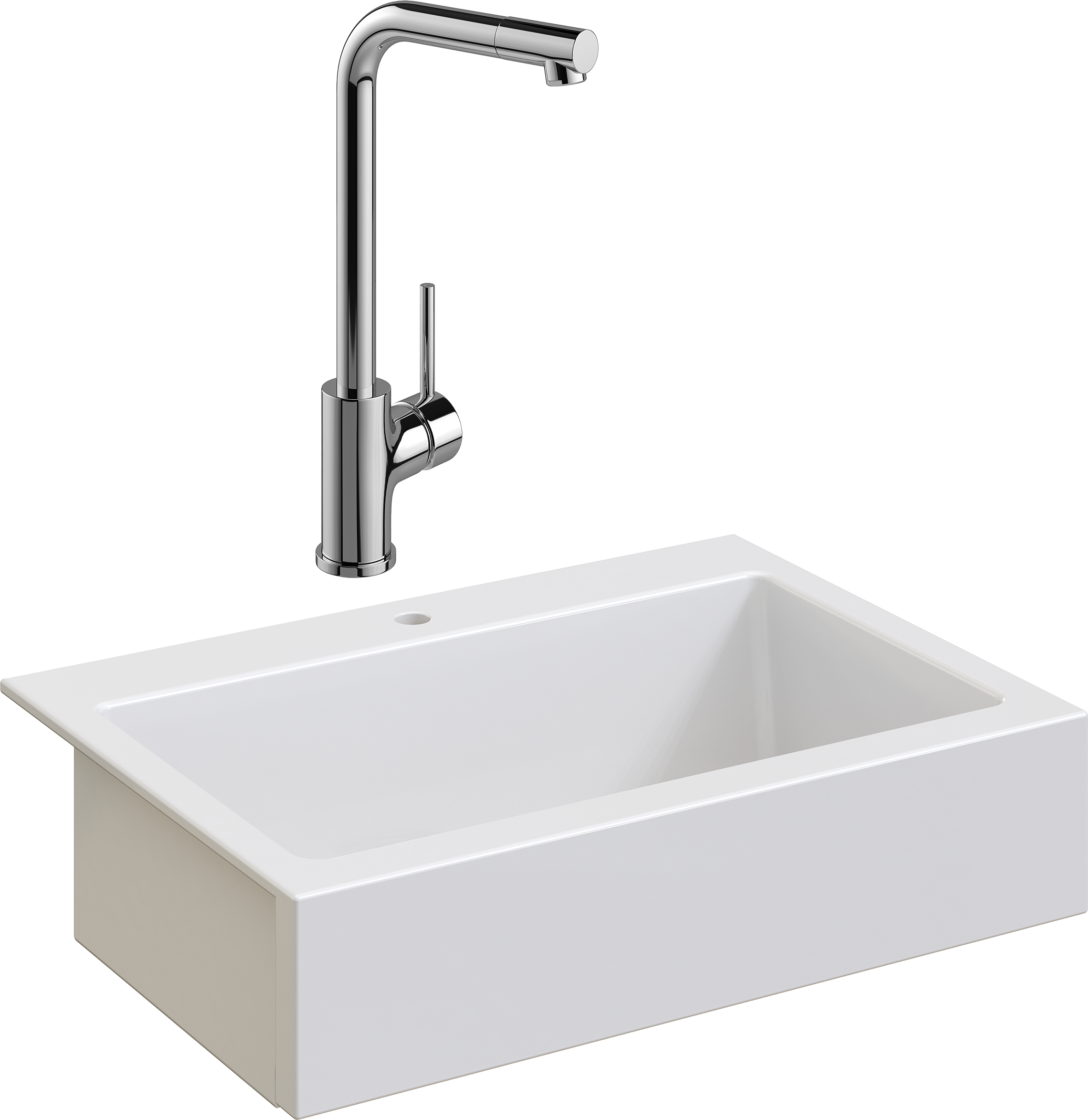 Комплект Мойка Domaci Сиена 50186-101 с 1 отверстием, белый глянец + Смеситель Ливорно WFD05002K