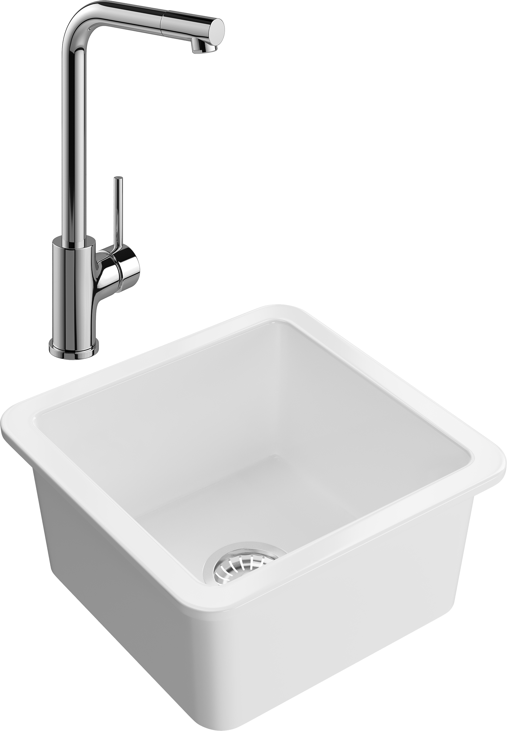 Комплект Мойка Domaci Сиена 50345-101 белый глянец + Смеситель Ливорно WFD05002K