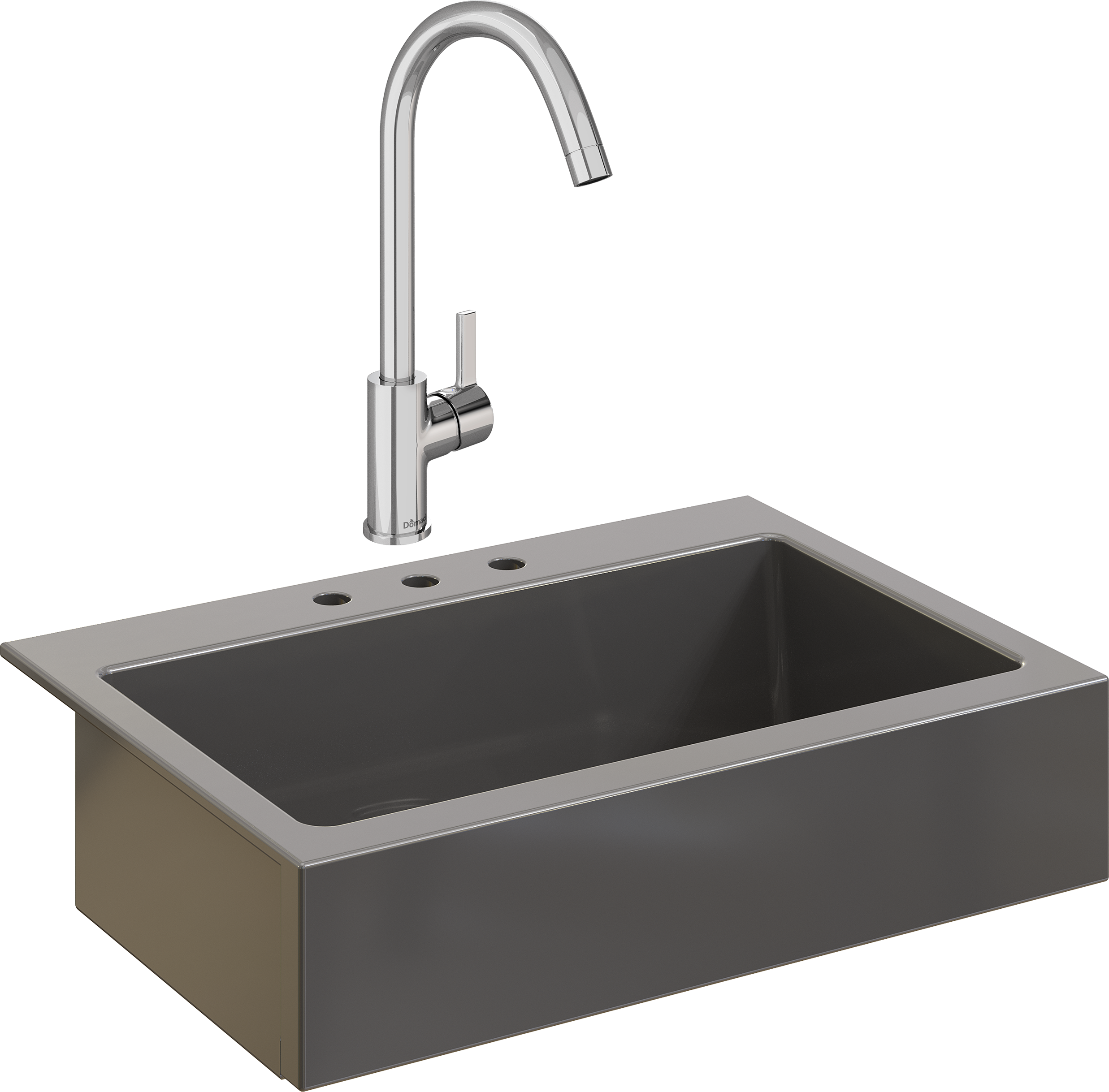 Комплект Мойка Domaci Сиена 50186-112 с 3 отверстиями, антрацит + Смеситель Ливорно 33080-229/1GB-IG11