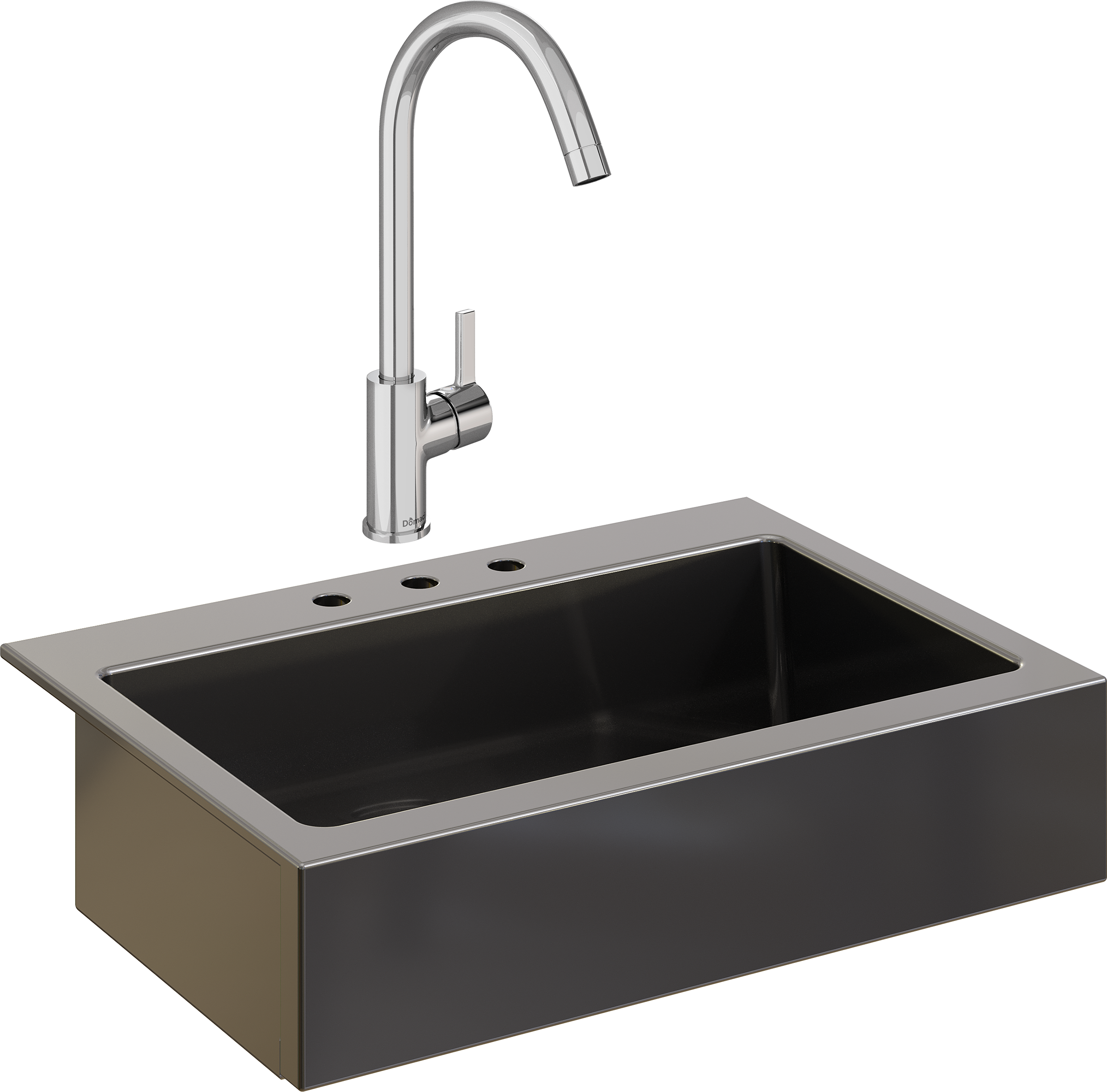 Комплект Мойка Domaci Сиена 50186-110 с 3 отверстиями, черная матовая + Смеситель Ливорно