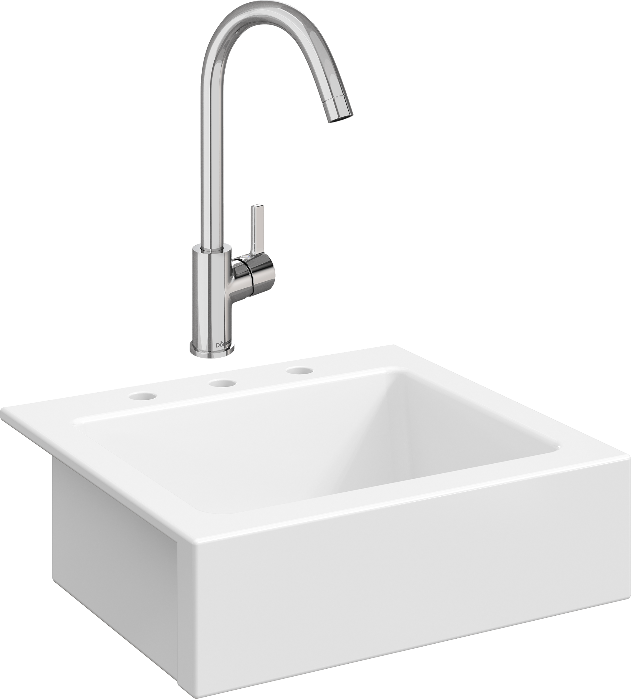 Комплект Мойка Domaci Сиена 50166-101 с 3 отверстиями, белый глянец + Смеситель Ливорно 33080-229/1GB-IG11