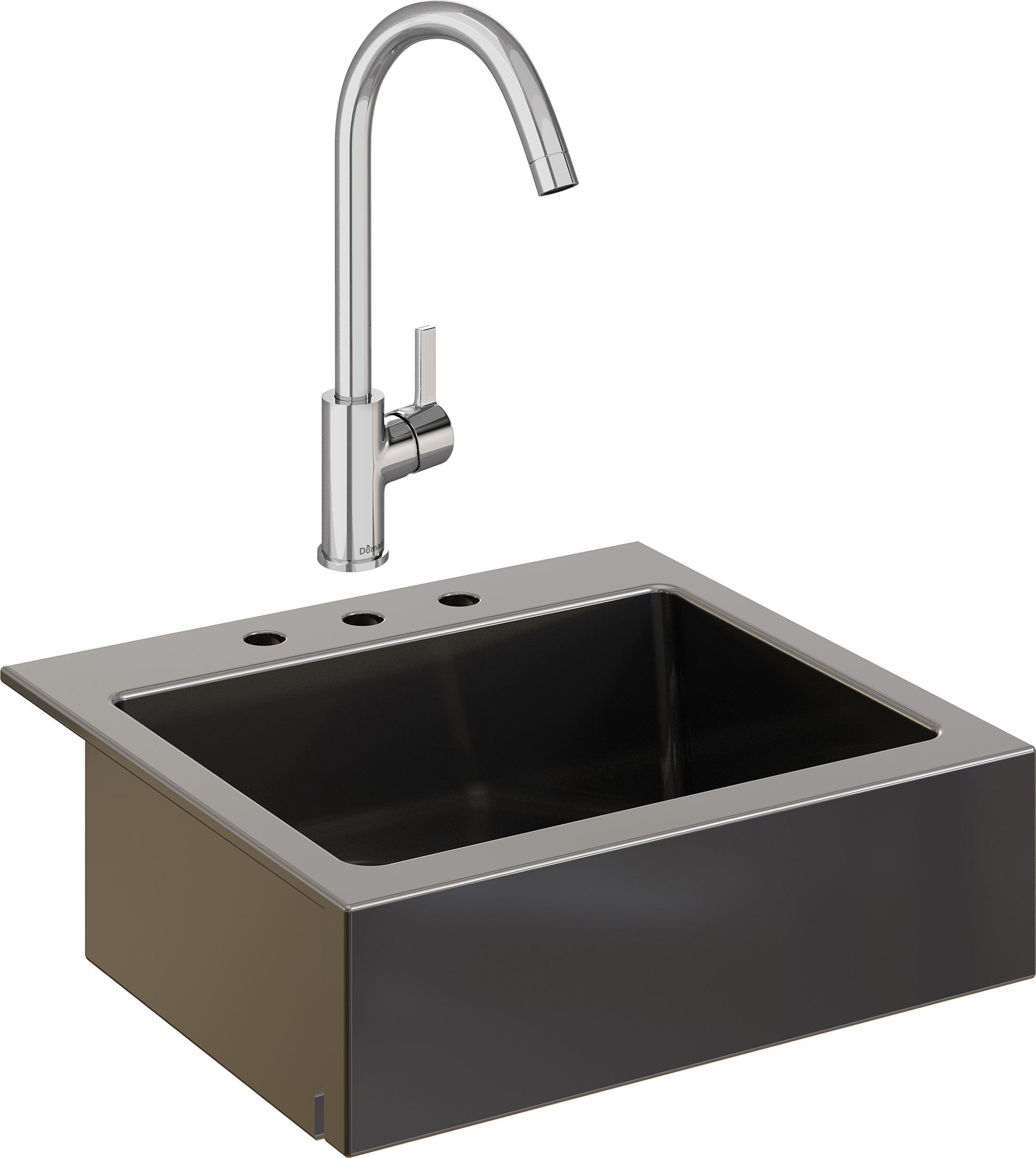 Комплект Мойка Domaci Сиена 50166-110 с 3 отверстиями, черная матовая + Смеситель Ливорно
