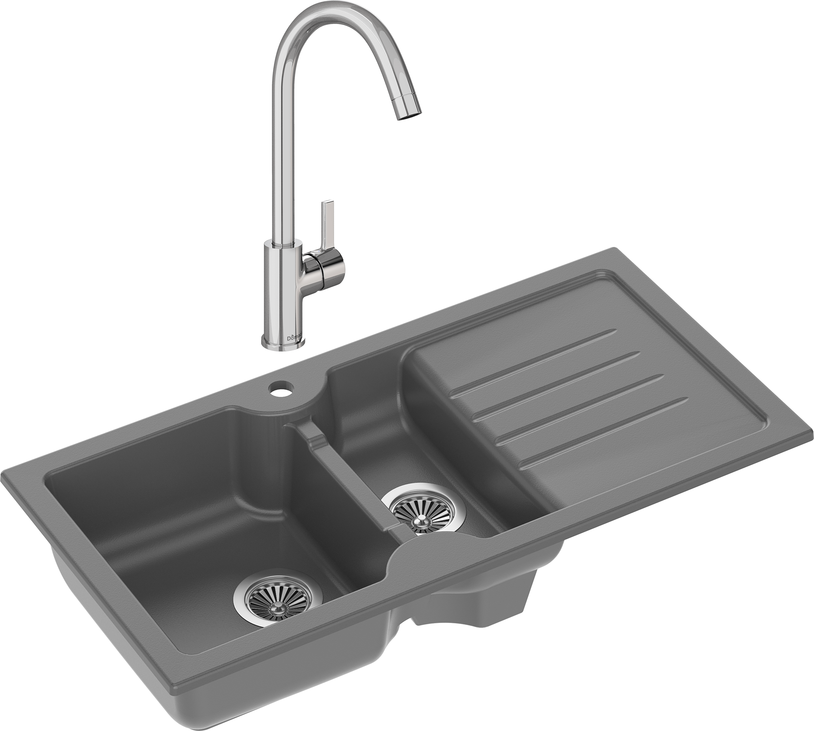 Комплект Мойка Domaci Сиена 54100-112 антрацит + Смеситель Ливорно 33080-229/1GB-IG11