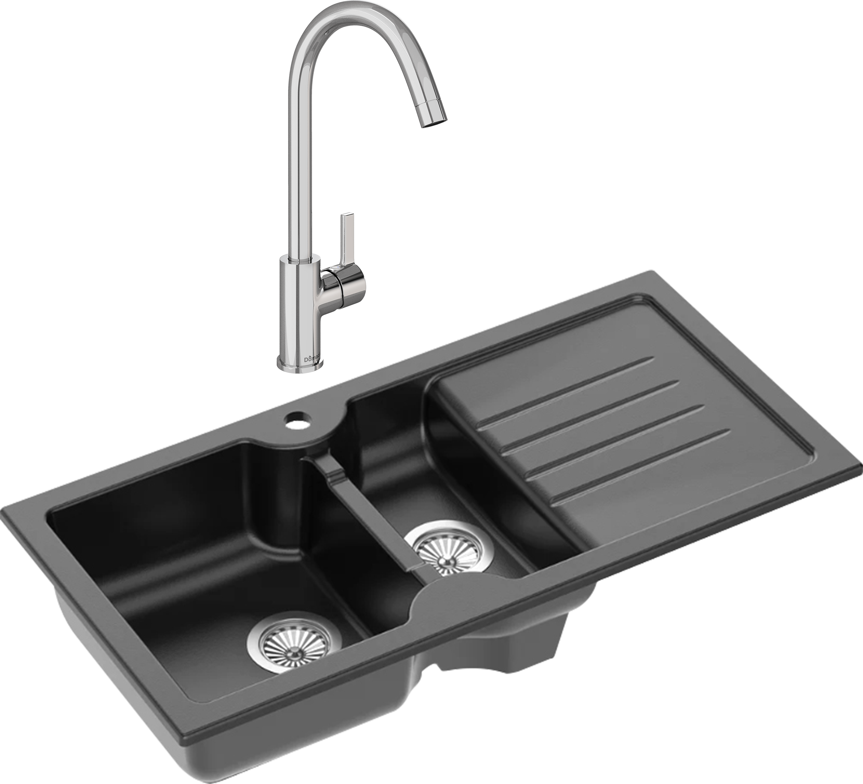 Комплект Мойка Domaci Сиена 54100-110 черная матовая + Смеситель Ливорно 33080-229/1GB-IG11