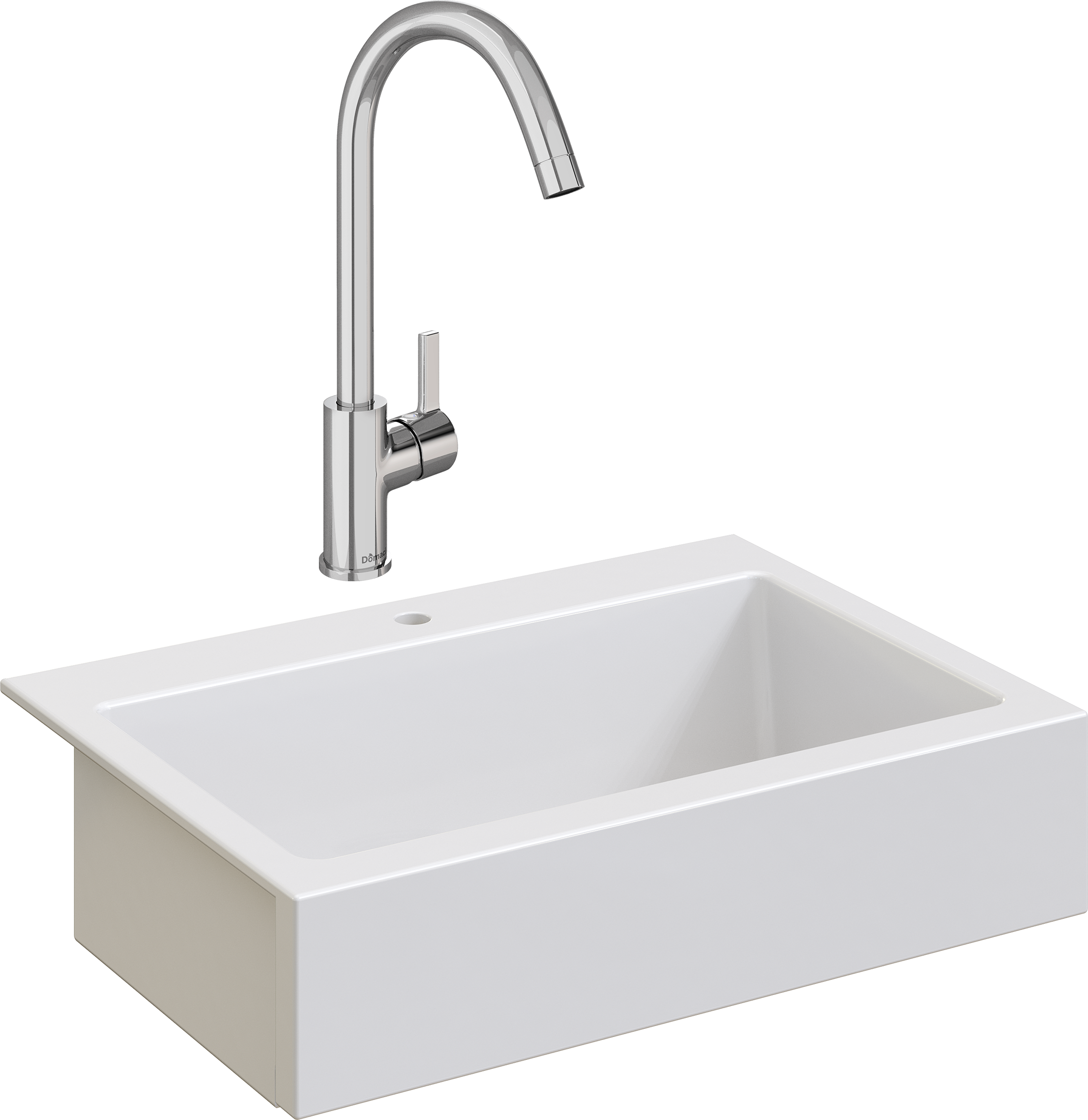 Комплект Мойка Domaci Сиена 50186-101 с 1 отверстием, белый глянец + Смеситель Ливорно