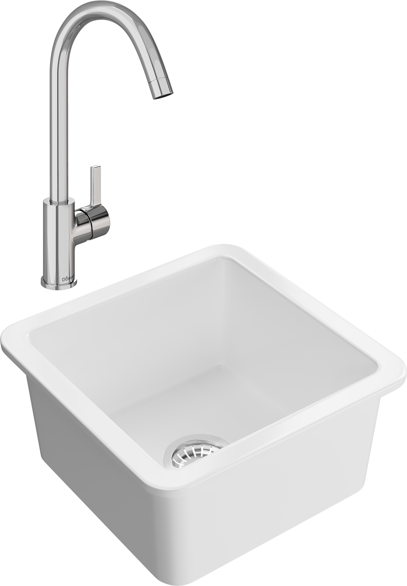 Комплект Мойка Domaci Сиена 50345-101 белый глянец + Смеситель Ливорно 33080-229/1GB-IG11