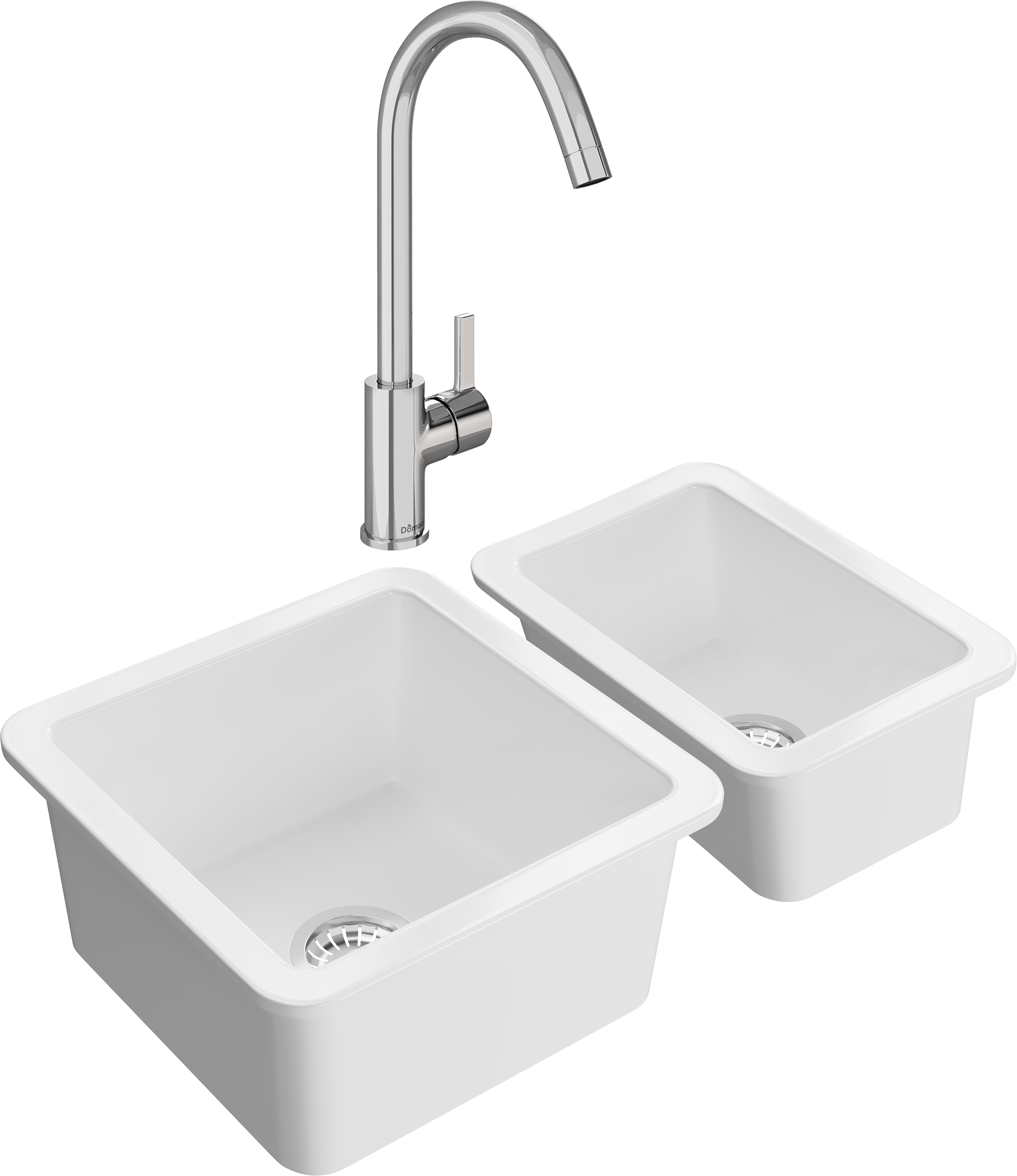Комплект Мойка Domaci Сиена 50345-101 белый глянец + Мойка 50325-101 белый глянец + Смеситель Ливорно 33080-229/1GB-IG11