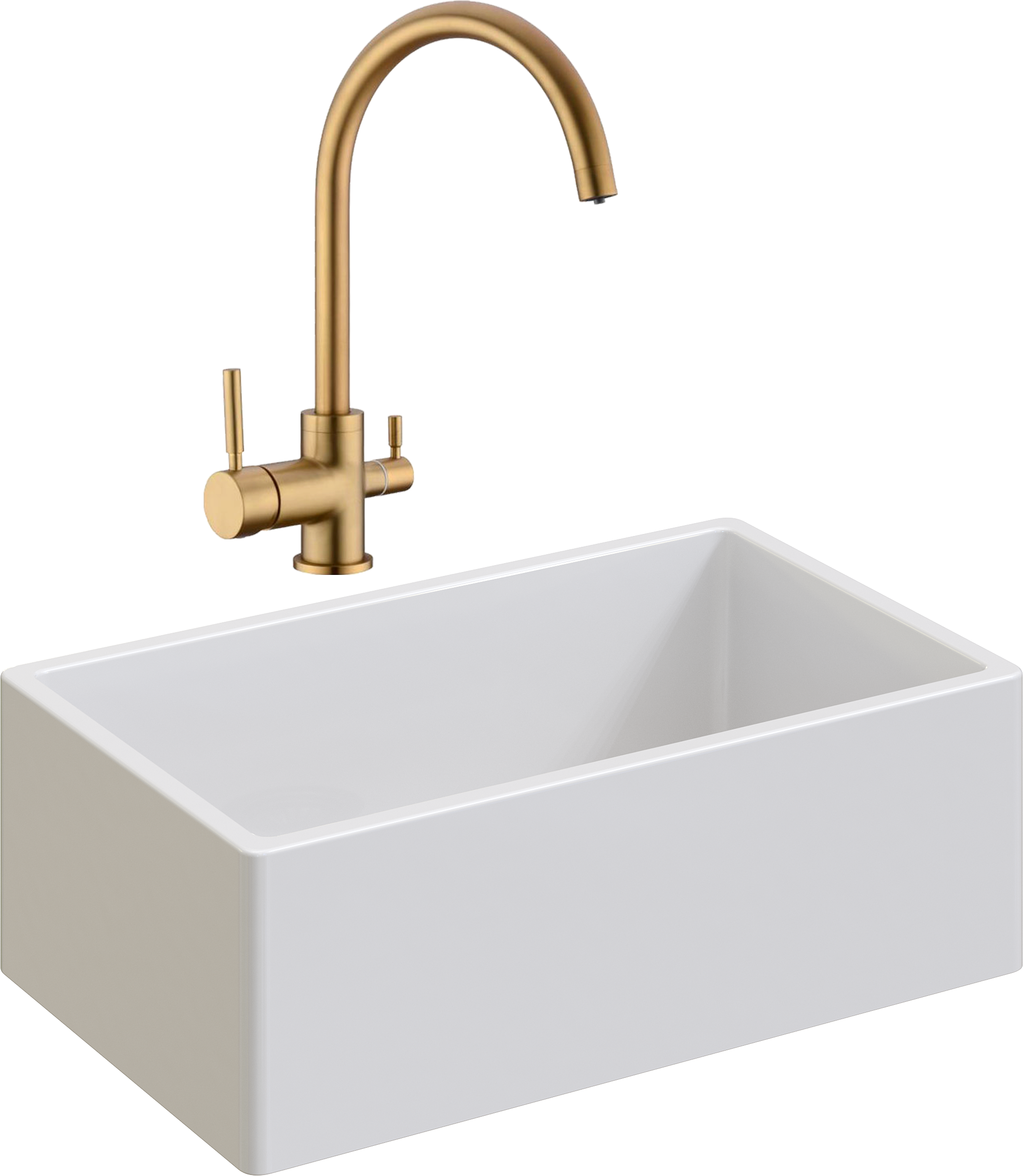 Комплект Мойка Domaci Сиена 50276-101 белый глянец + Смеситель Равенна DCB 3007 золото