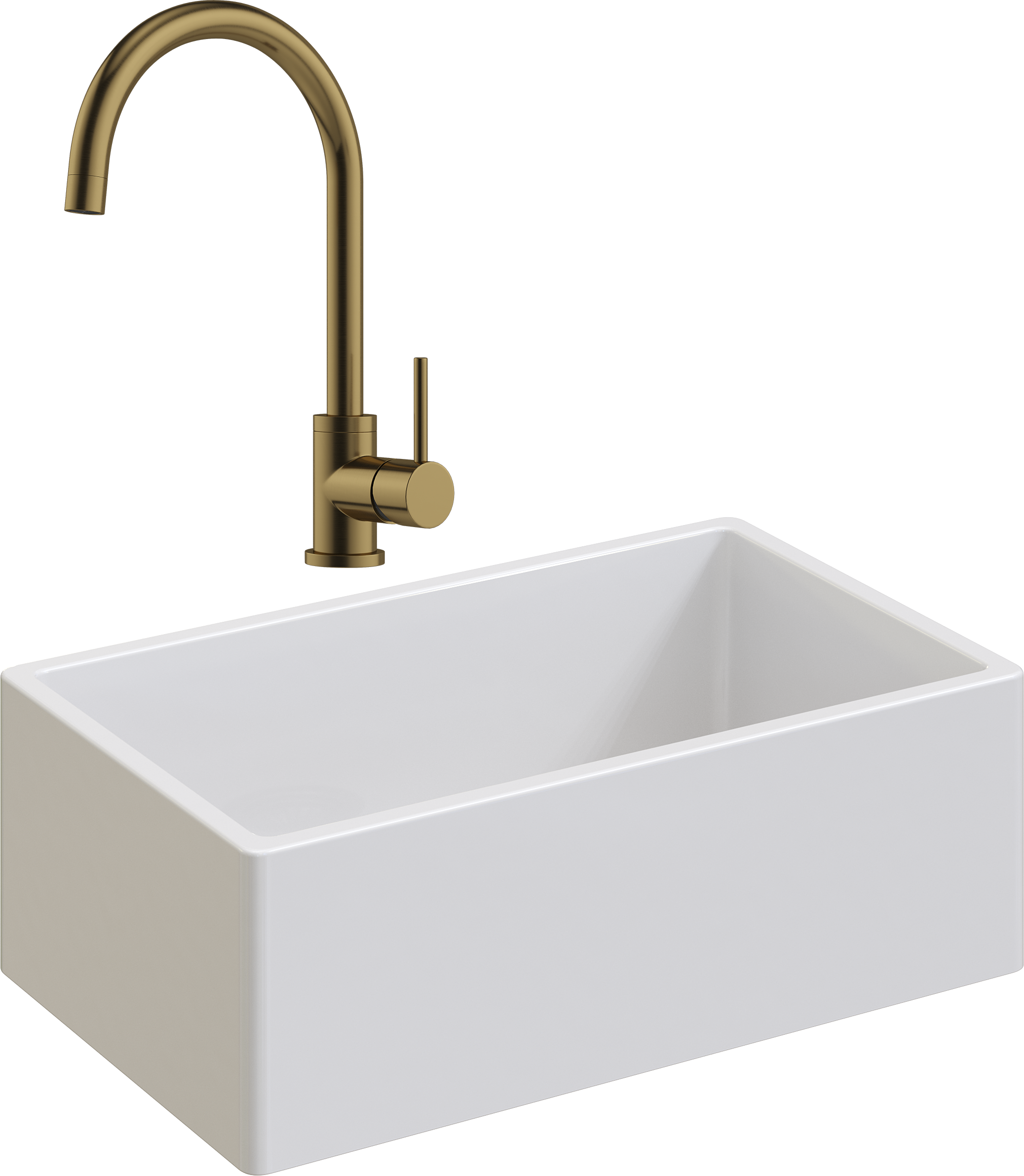 Комплект Мойка Domaci Сиена 50276-101 белый глянец + Смеситель Равенна DCB 3004 золото