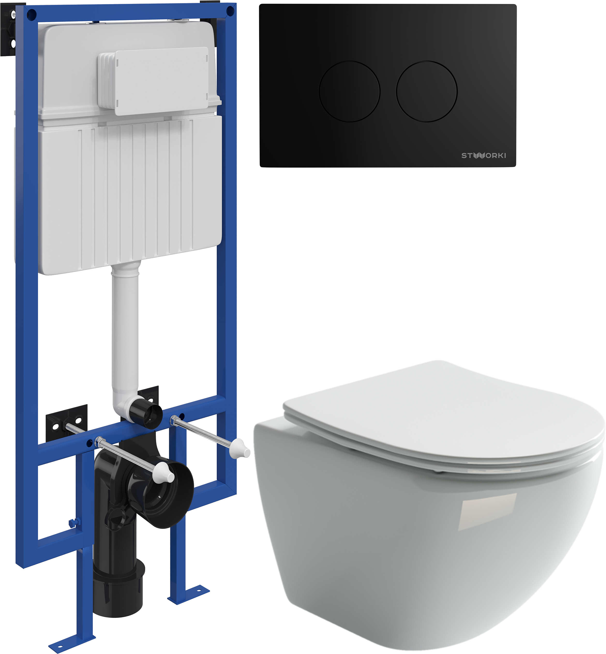 Комплект 3 в 1 Унитаз подвесной Ceramicanova Metropol CN4002 + Инсталляция STWORKI 510162 + Кнопка Хельсинки 500471
