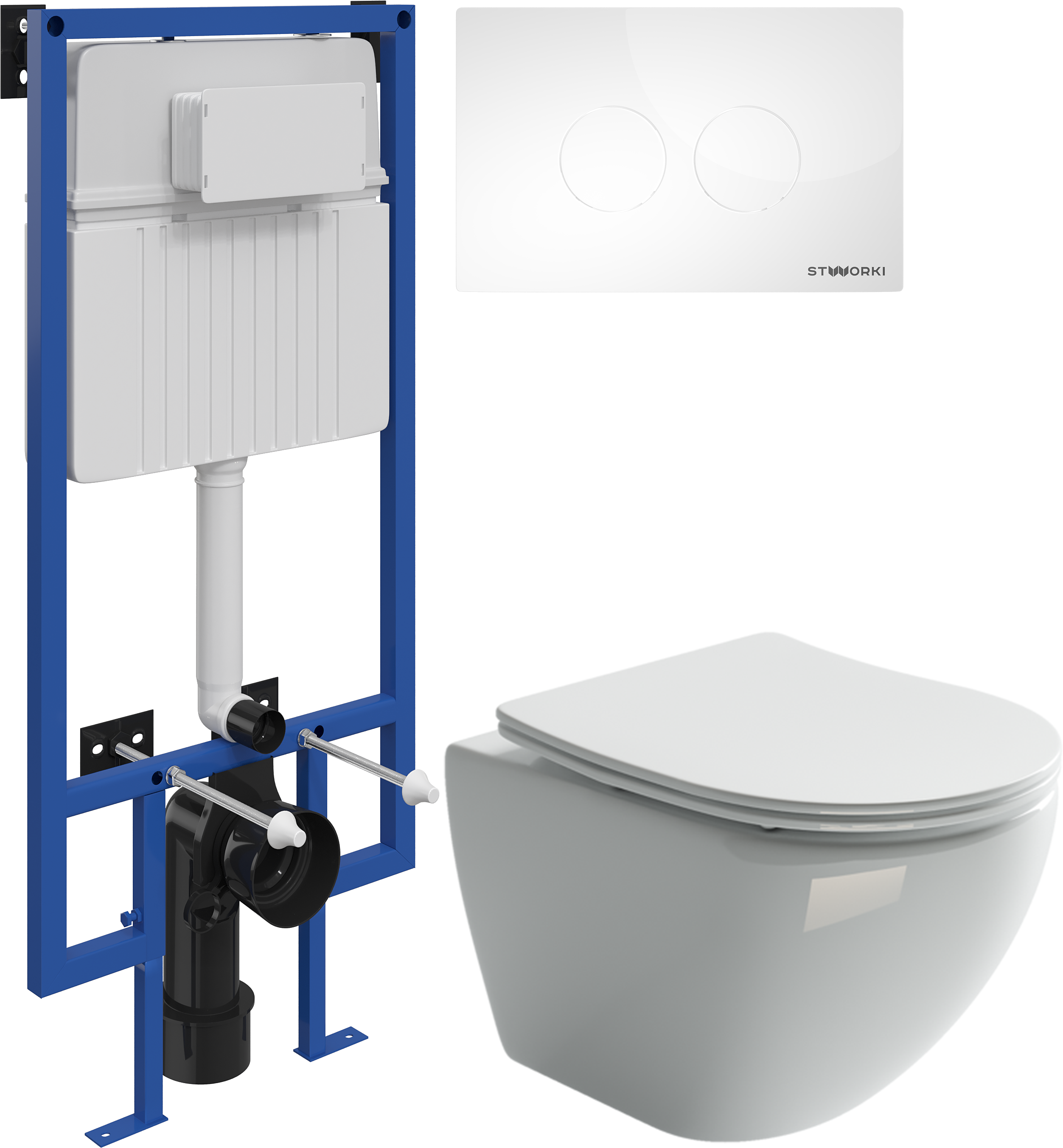 Комплект 3 в 1 Унитаз подвесной Ceramicanova Metropol CN4002 + Инсталляция STWORKI 510162 + Кнопка Хельсинки 500470