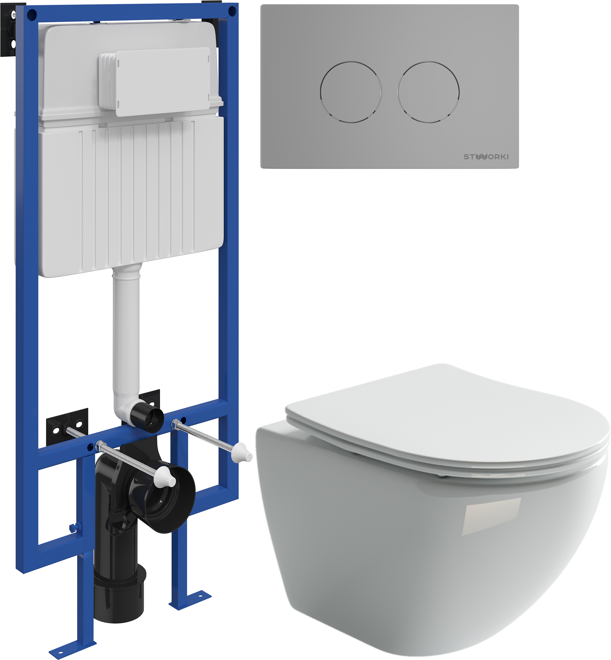 Комплект 3 в 1 Унитаз подвесной Ceramicanova Metropol CN4002 + Инсталляция STWORKI 510162 + Кнопка Хельсинки 500473