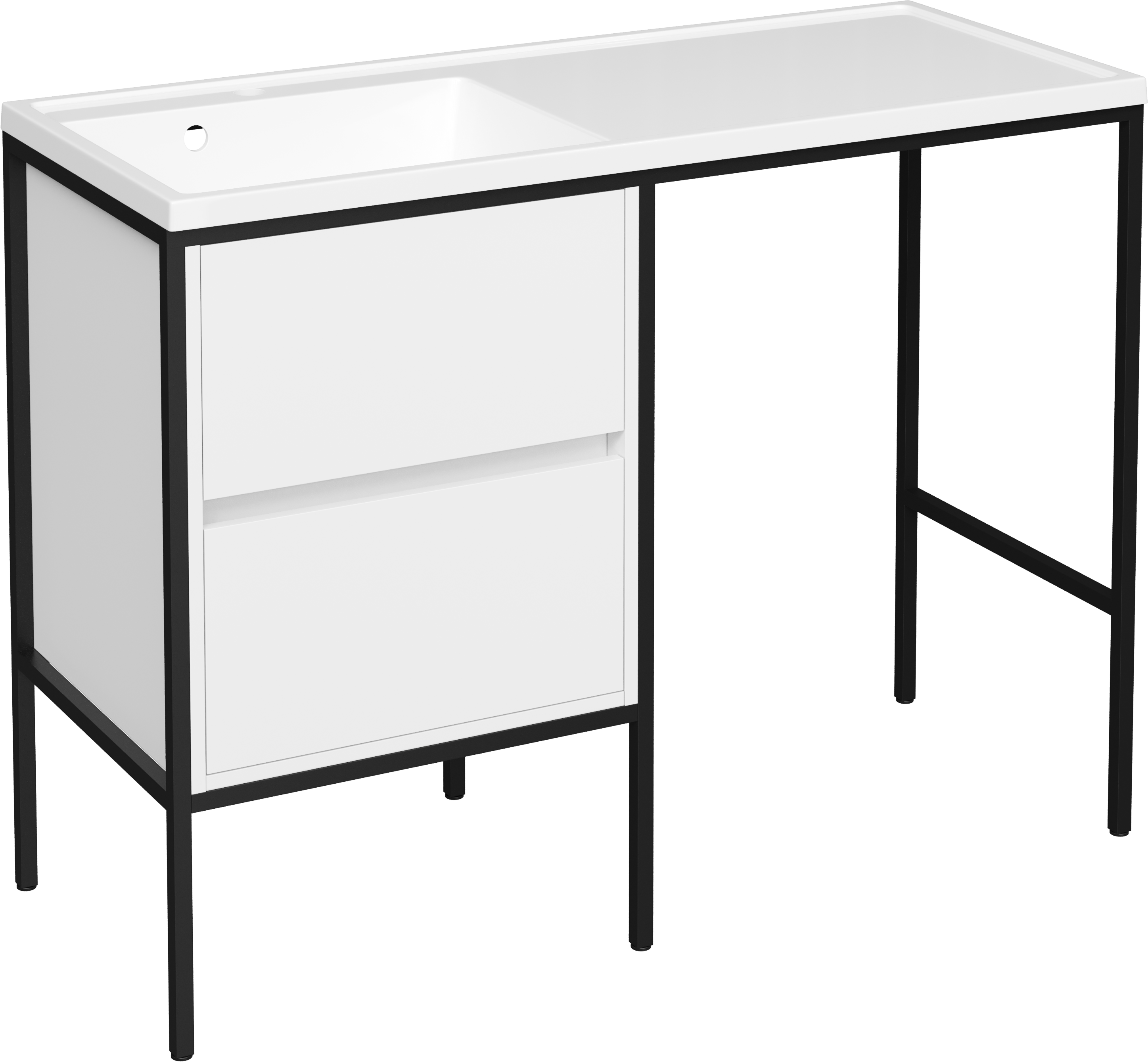 Тумба с раковиной STWORKI Флом 120 L глянцевая белая, под стиральную машину