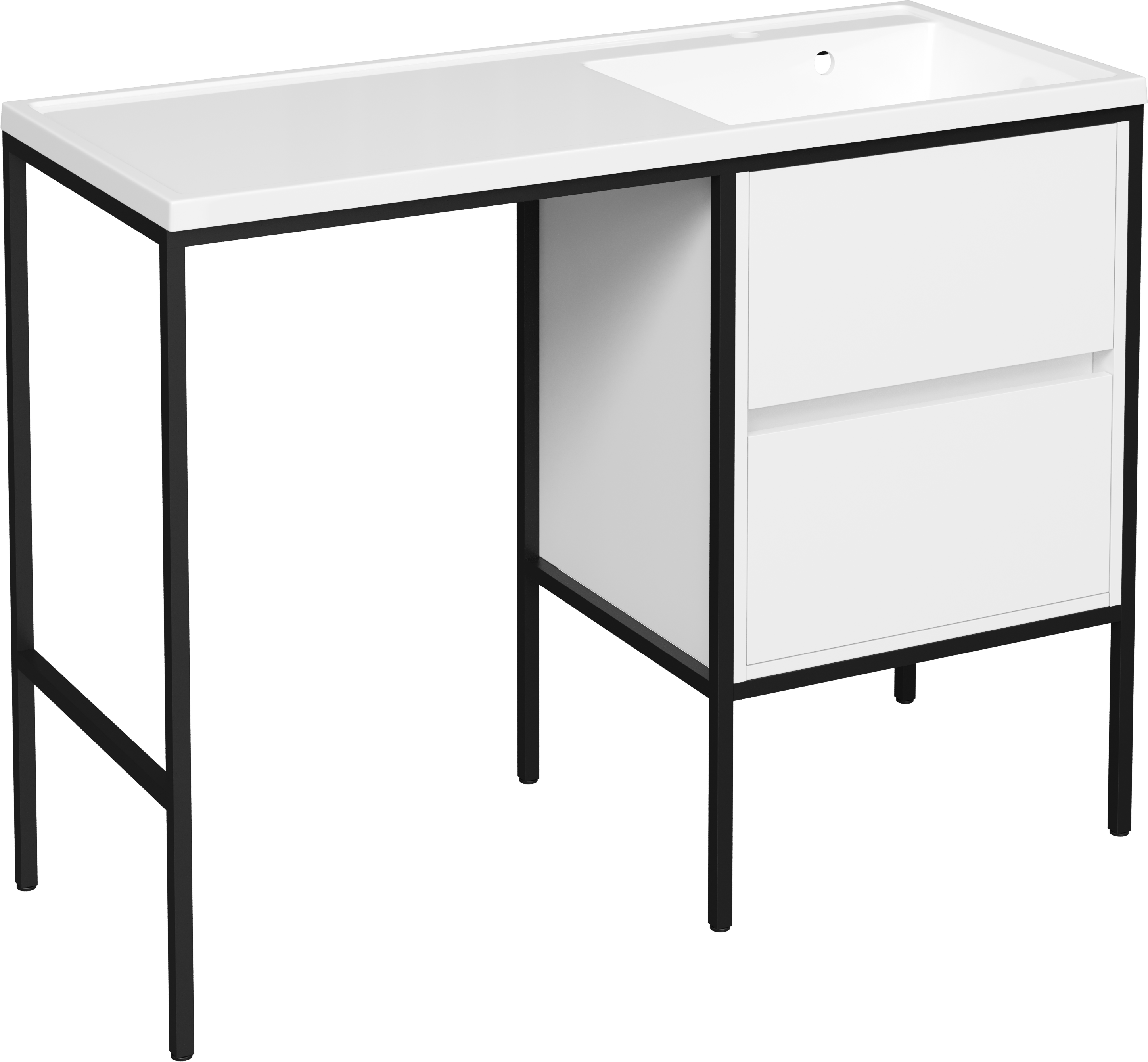 Тумба с раковиной STWORKI Флом 120 R глянцевая белая, под стиральную машину