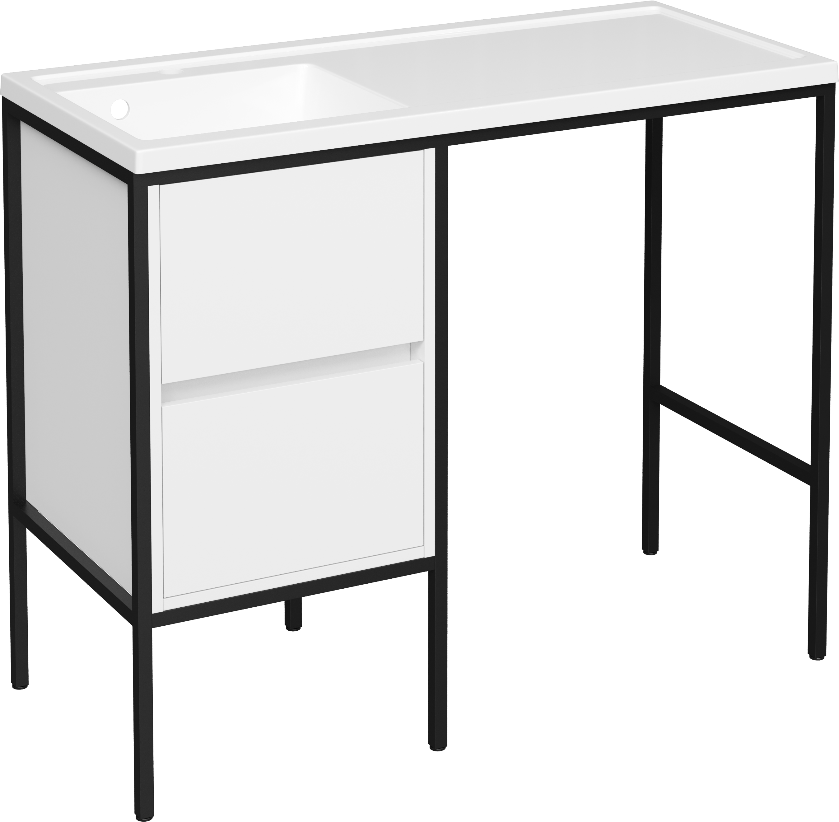 Тумба с раковиной STWORKI Флом 110 глянцевая белая, под стиральную машину L