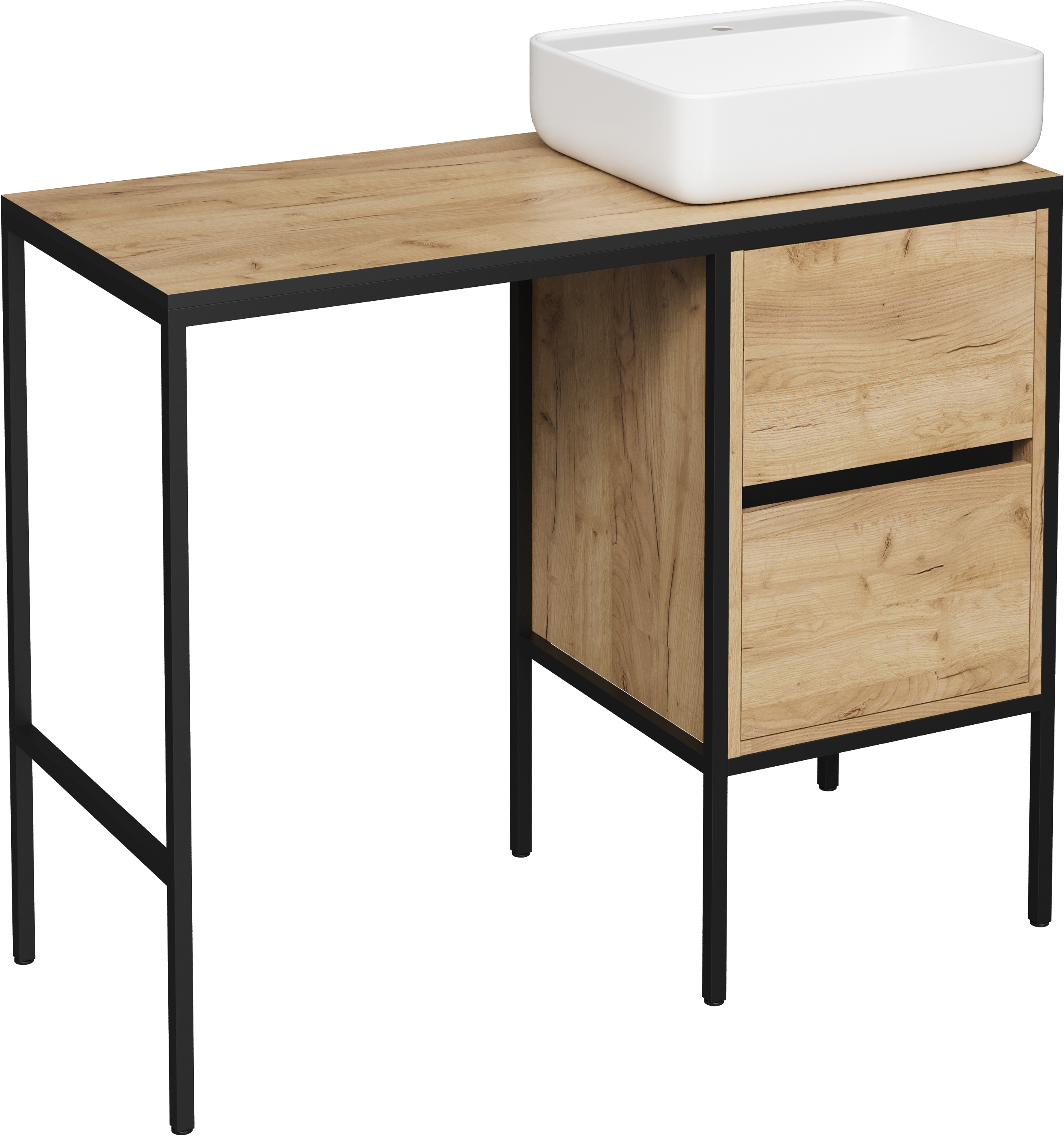 Тумба с раковиной STWORKI Флом 110 древесная, со столешницей, под стиральную машину, раковина Soul 2