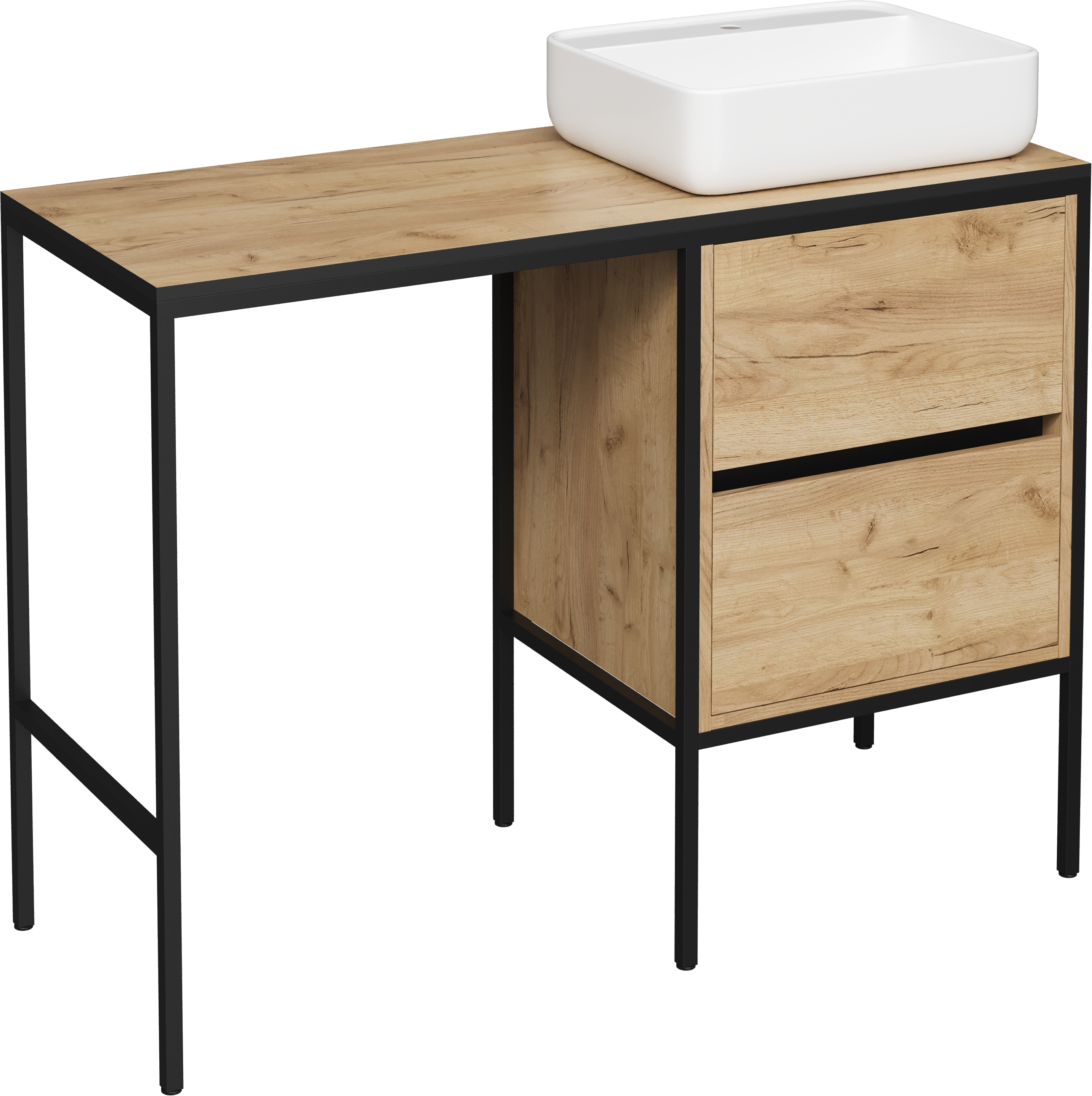 Тумба с раковиной STWORKI Флом 120 древесная, со столешницей, под стиральную машину, раковина Soul 2