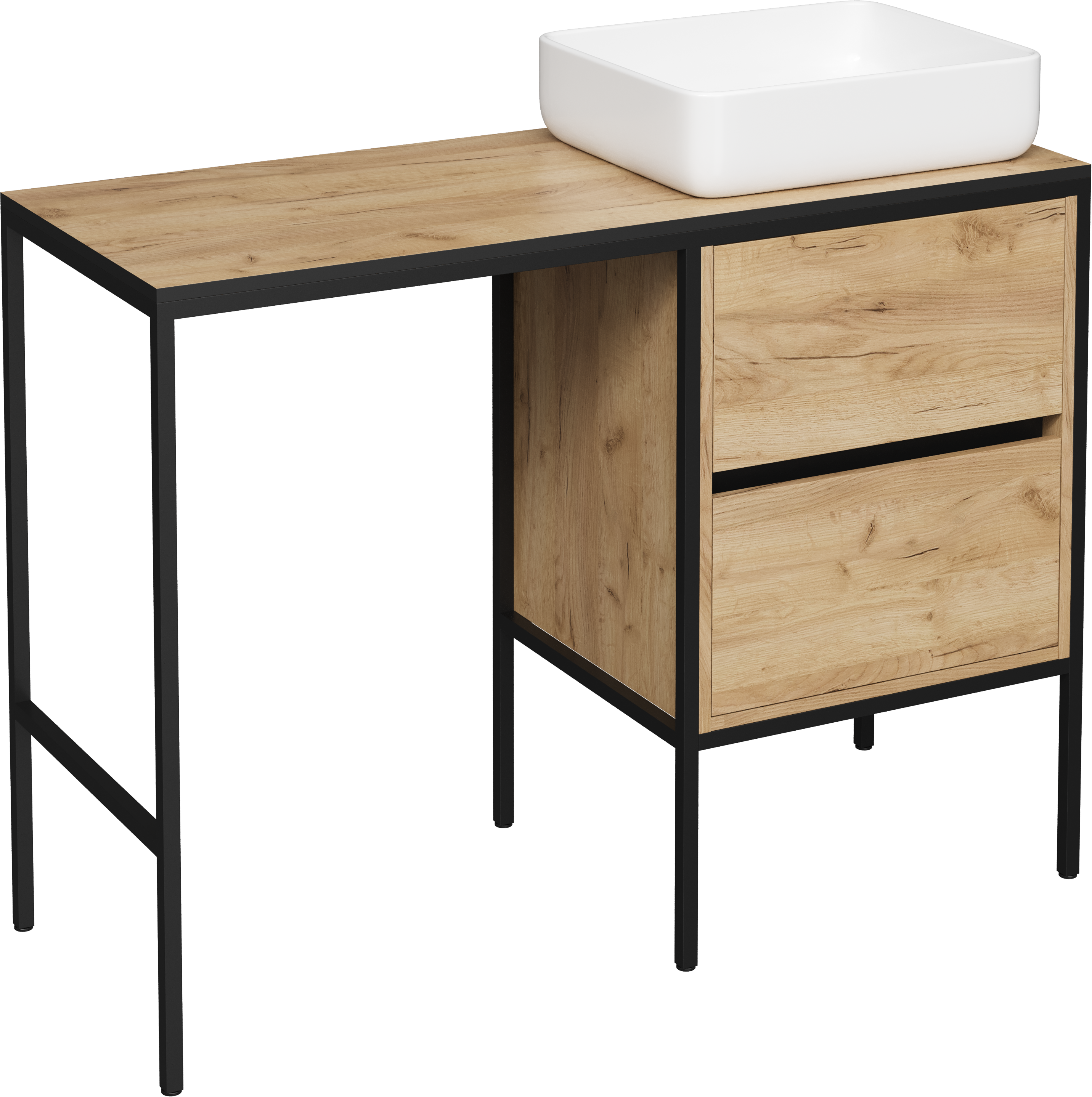 Тумба с раковиной STWORKI Флом 120 древесная, со столешницей, под стиральную машину, раковина Soul 1