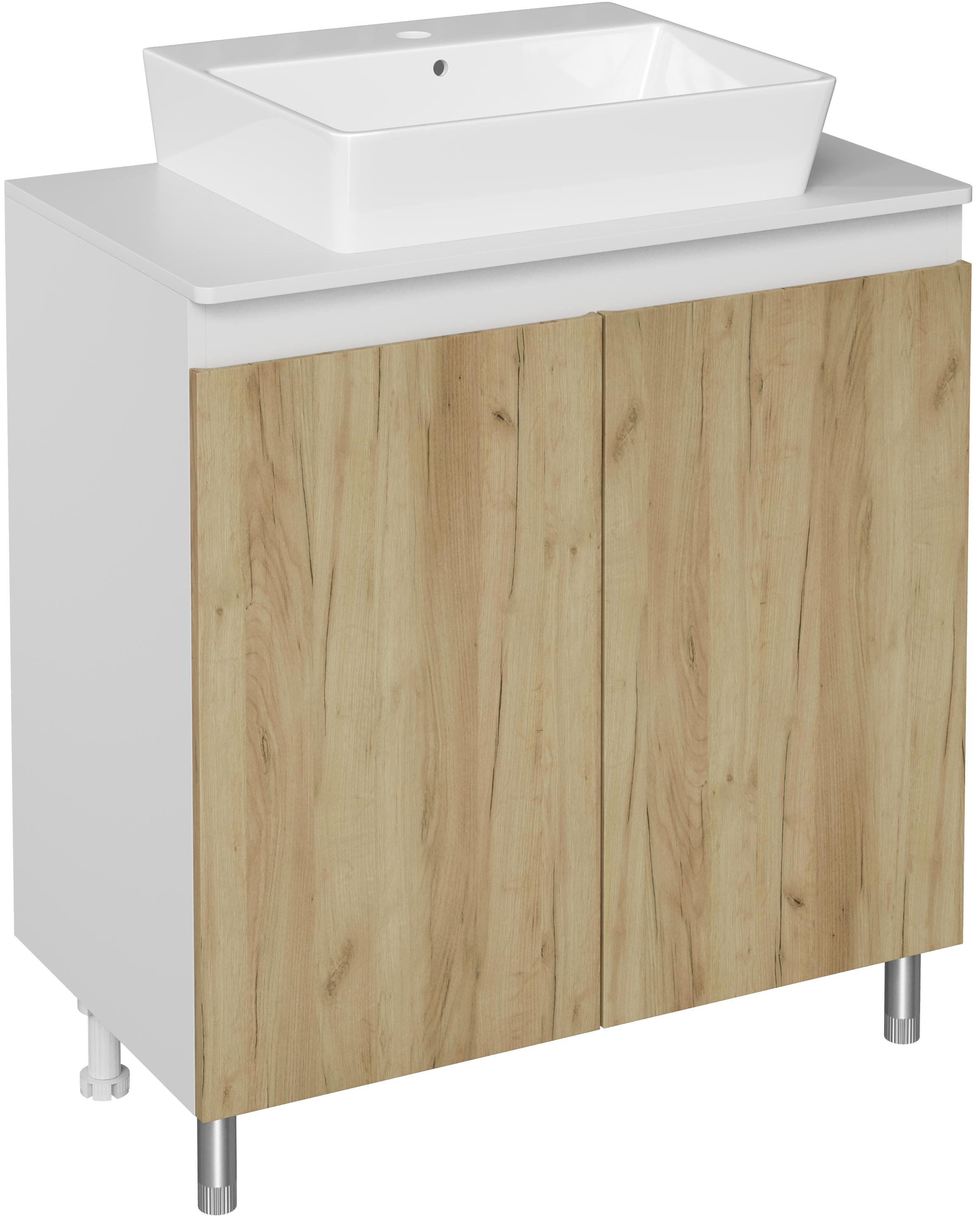 Тумба с раковиной DIWO Кострома 80 напольная, дуб крафт, столешница белый
