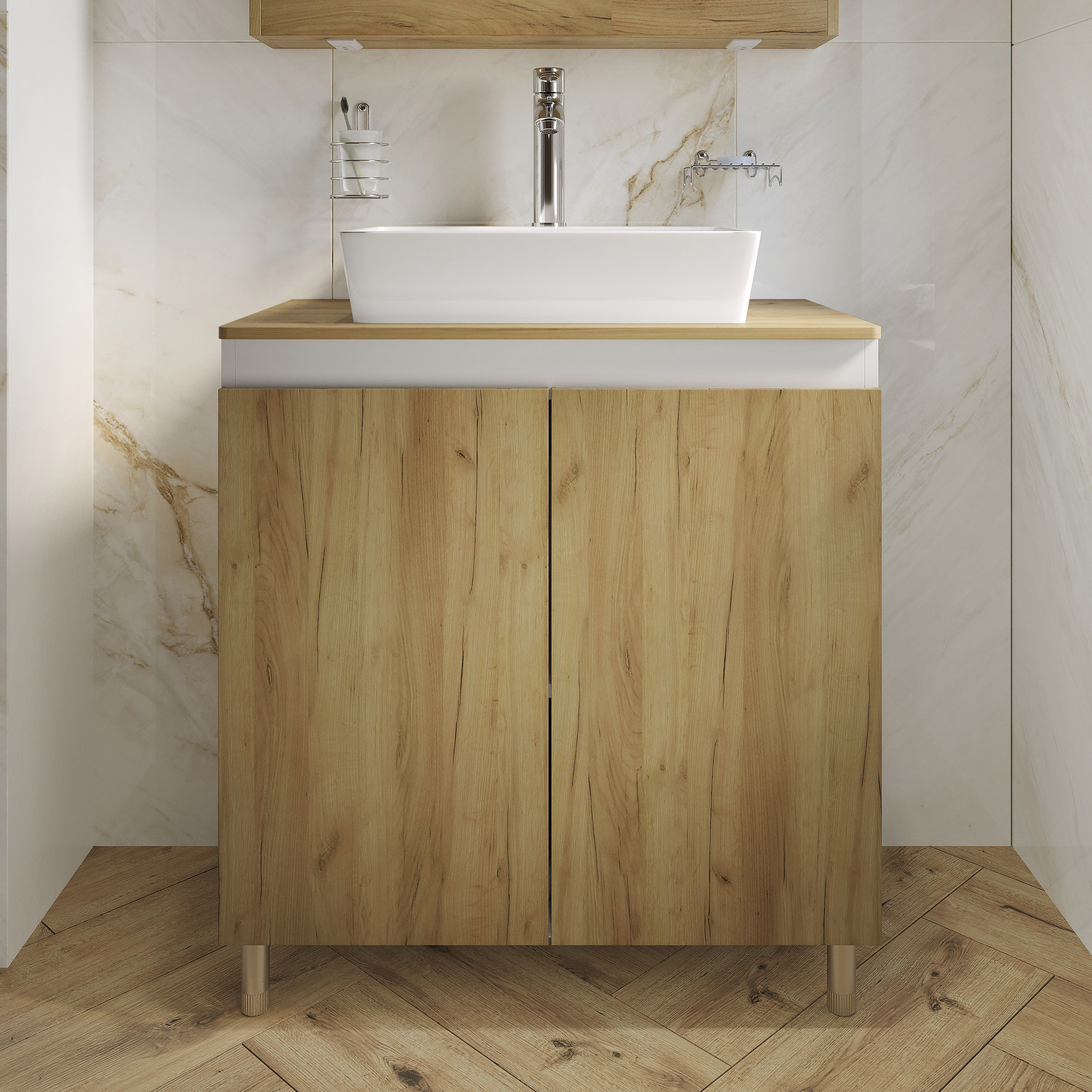 Тумба под раковину без столешницы DIWO Кострома 80 напольная, дуб крафт