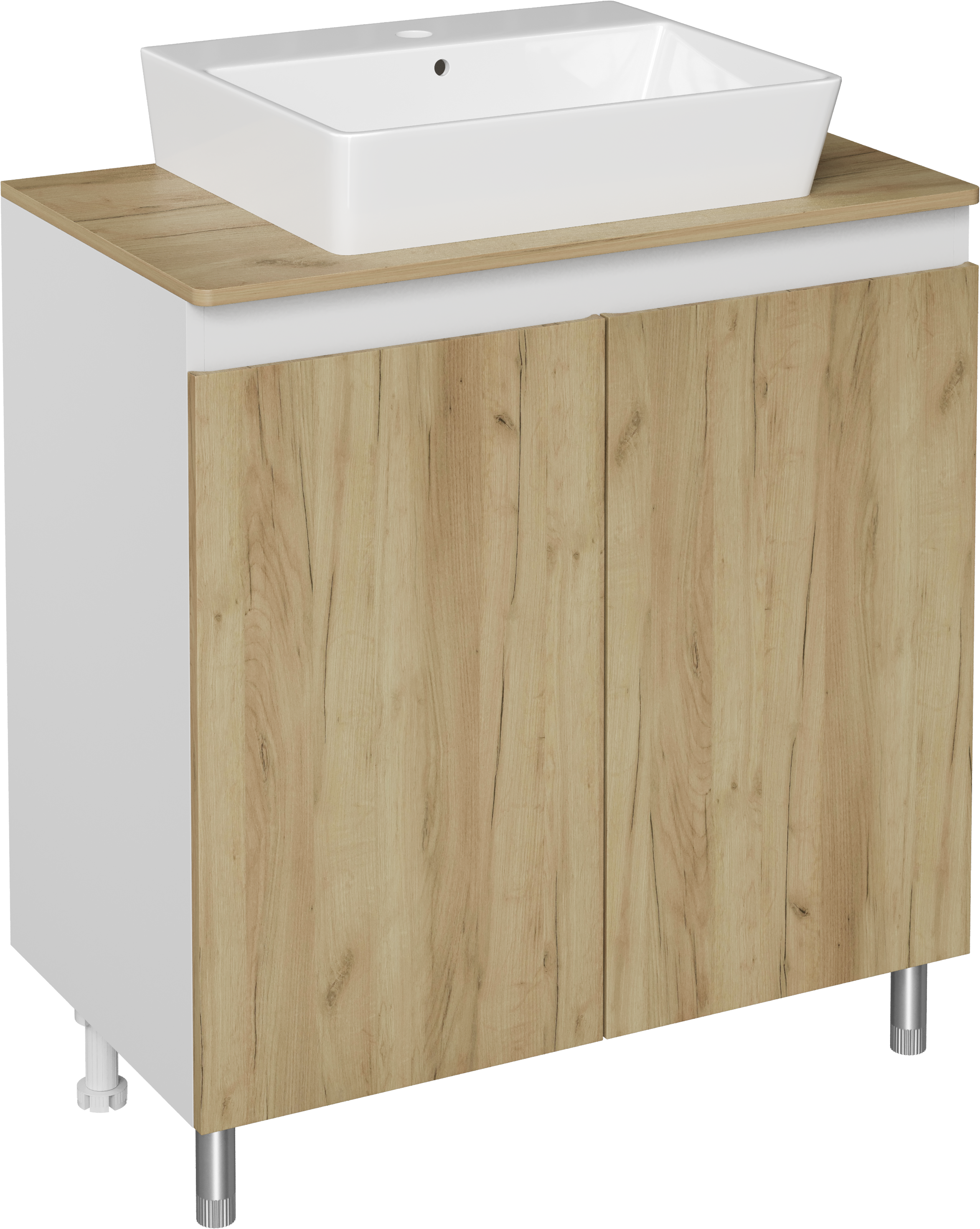 Тумба с раковиной DIWO Кострома 80 напольная, дуб крафт, столешница дуб крафт